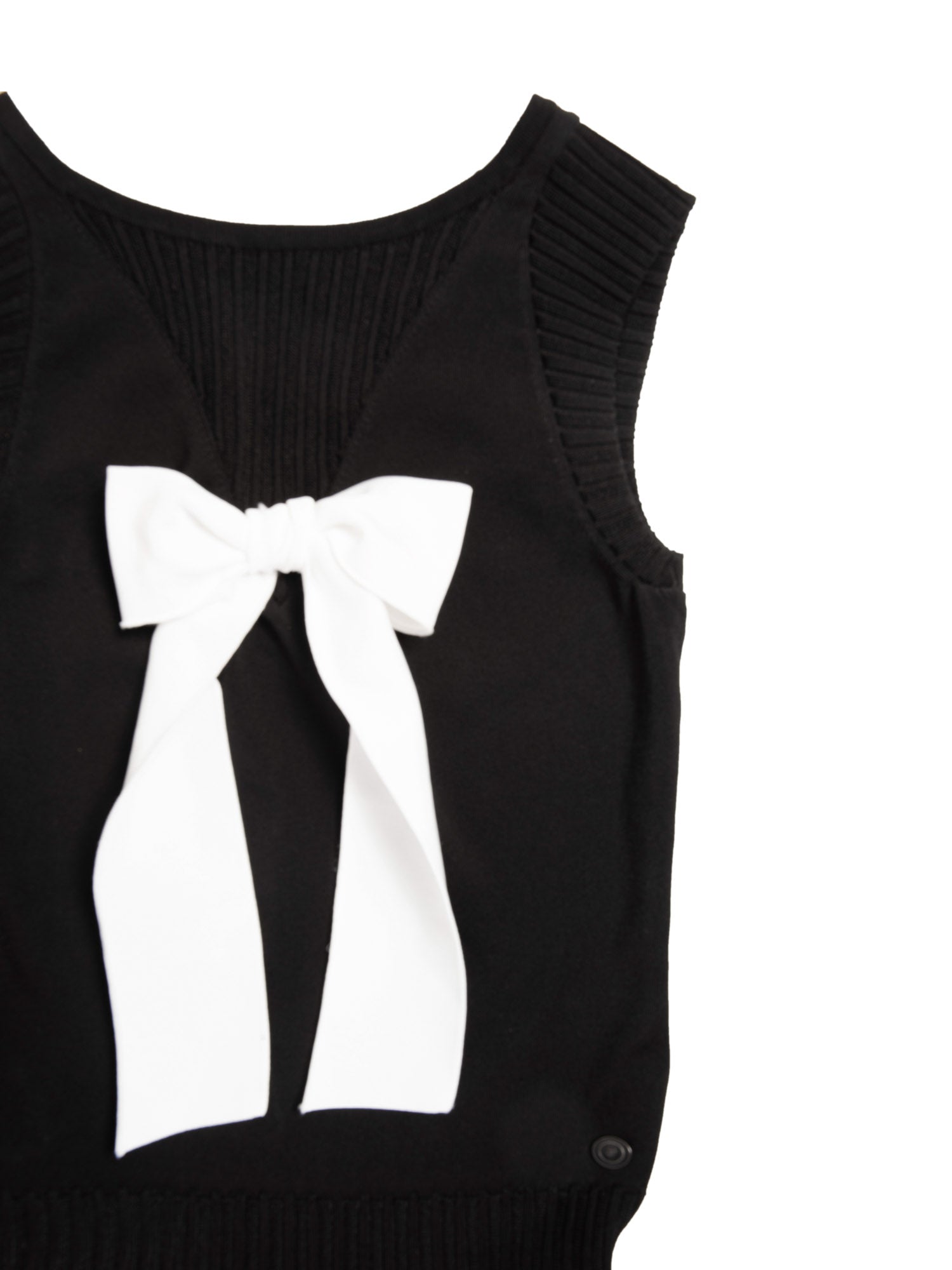 Chanel CC Logo Bow Mini Dress Black White