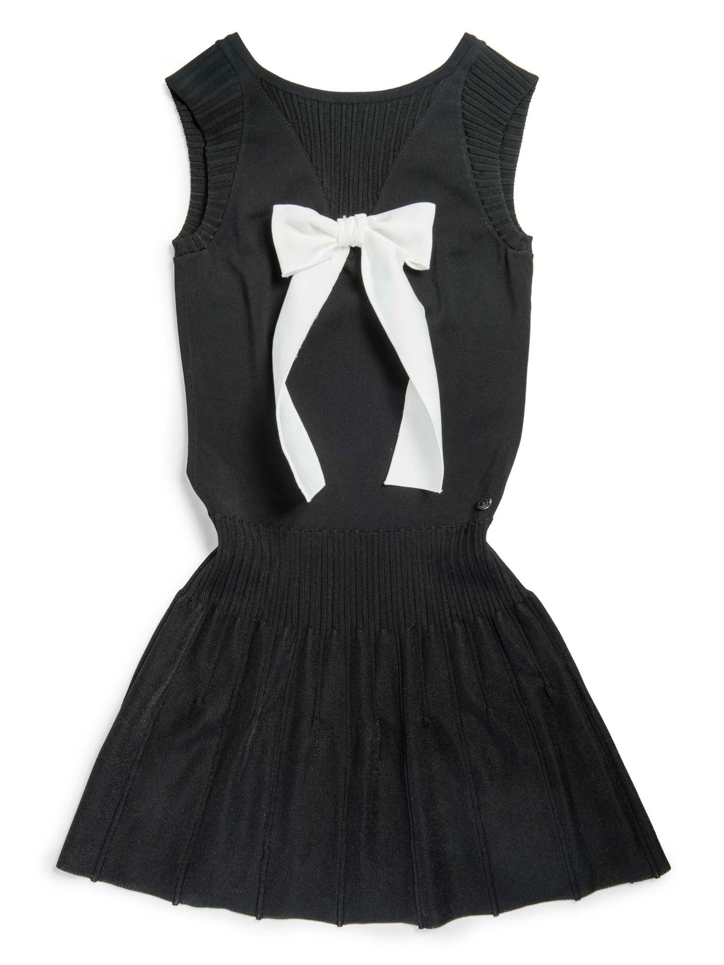 Chanel CC Logo Bow Mini Dress Black White