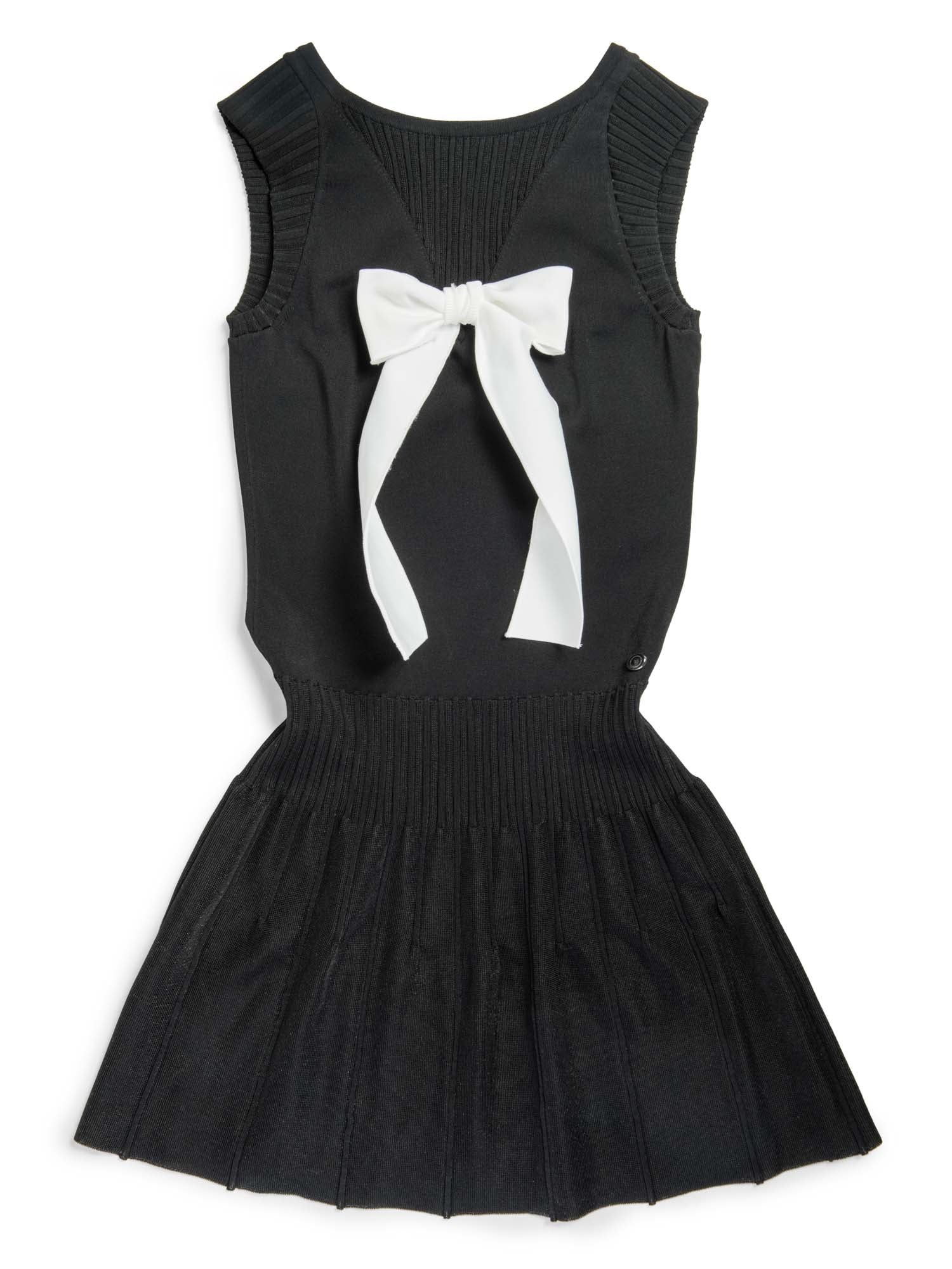 Chanel CC Logo Bow Mini Dress Black White