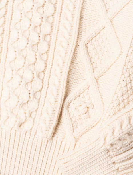 Chanel CC Logo Cable Knit Cropped Sweater Ivory Black