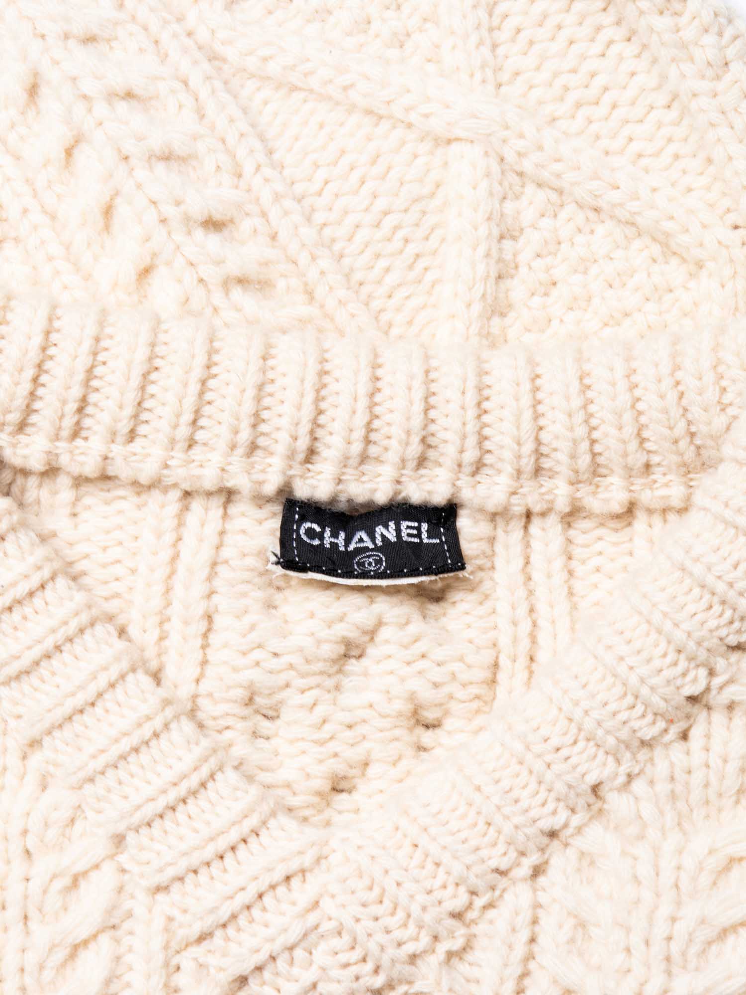 Chanel CC Logo Cable Knit Cropped Top Ivory