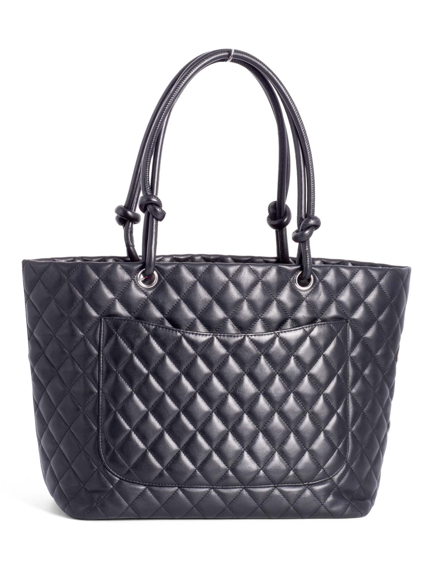 Chanel CC Logo Cambon Shopper Bag Black White