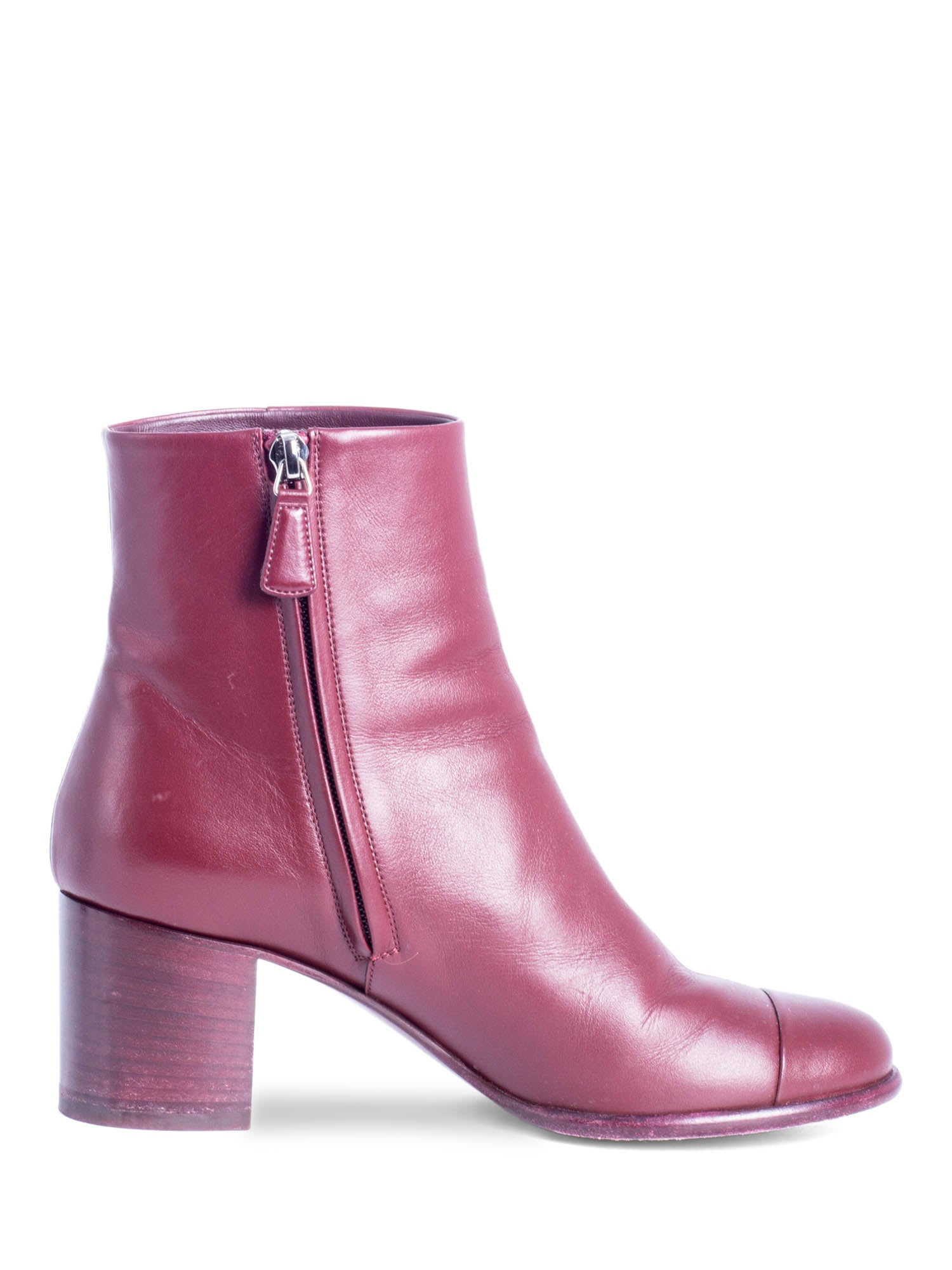 Chanel CC Logo Cap Toe Booties Burgundy