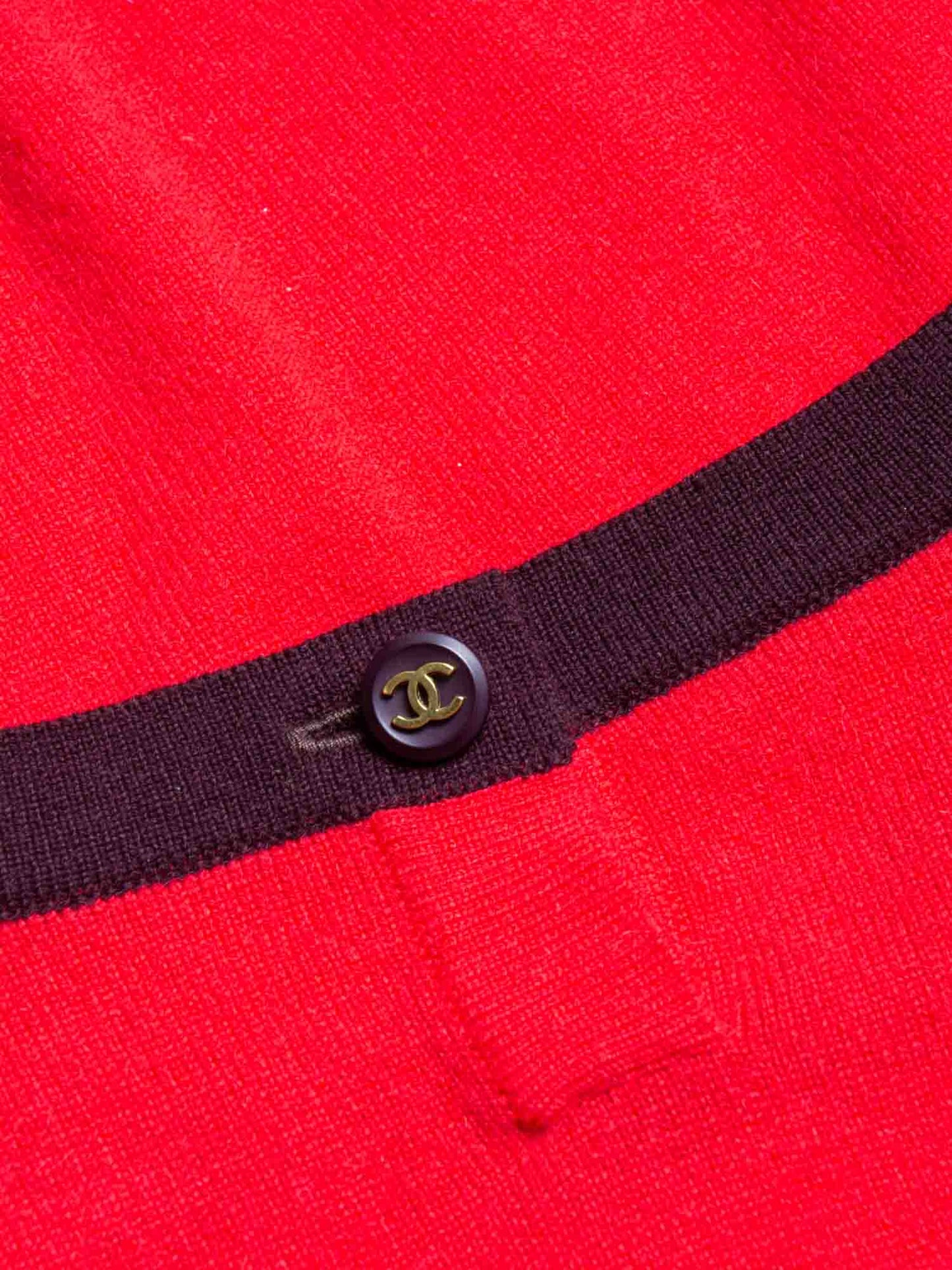 Chanel CC Logo Cashmere Cropped Top Burgundy Red