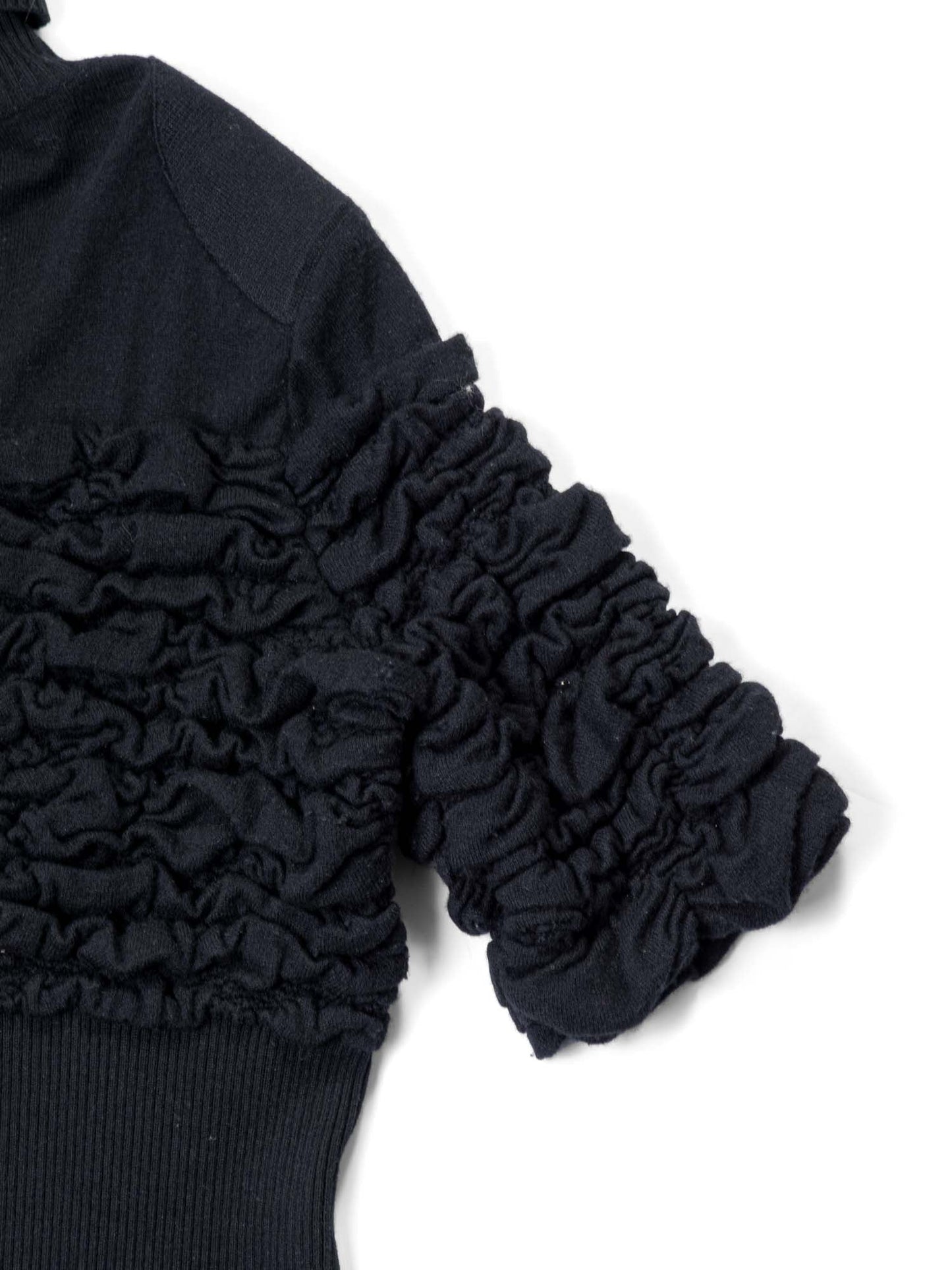 Chanel CC Logo Cashmere Knit Raffled Sweater Black