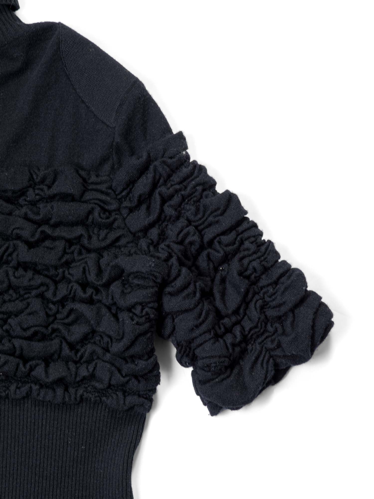 Chanel CC Logo Cashmere Knit Raffled Sweater Black