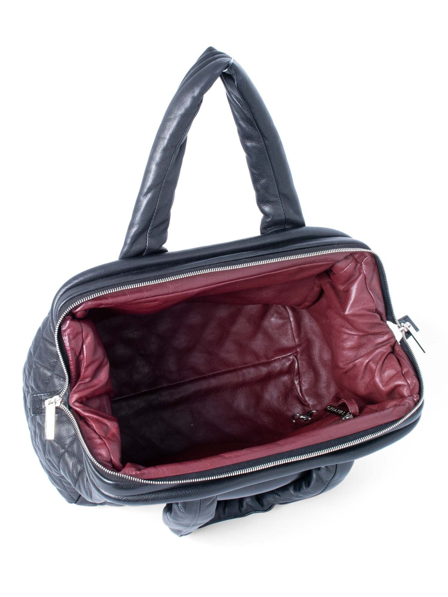 Chanel CC Logo Caviar Leather Cocoon Duffle Bag Black