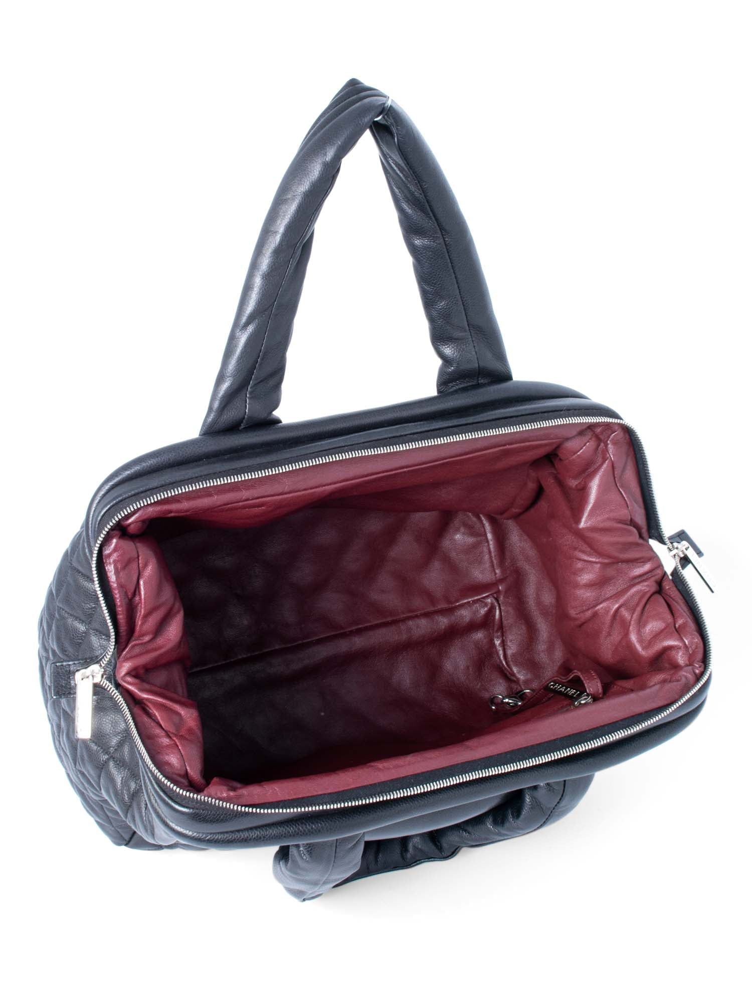 Chanel CC Logo Caviar Leather Cocoon Duffle Bag Black
