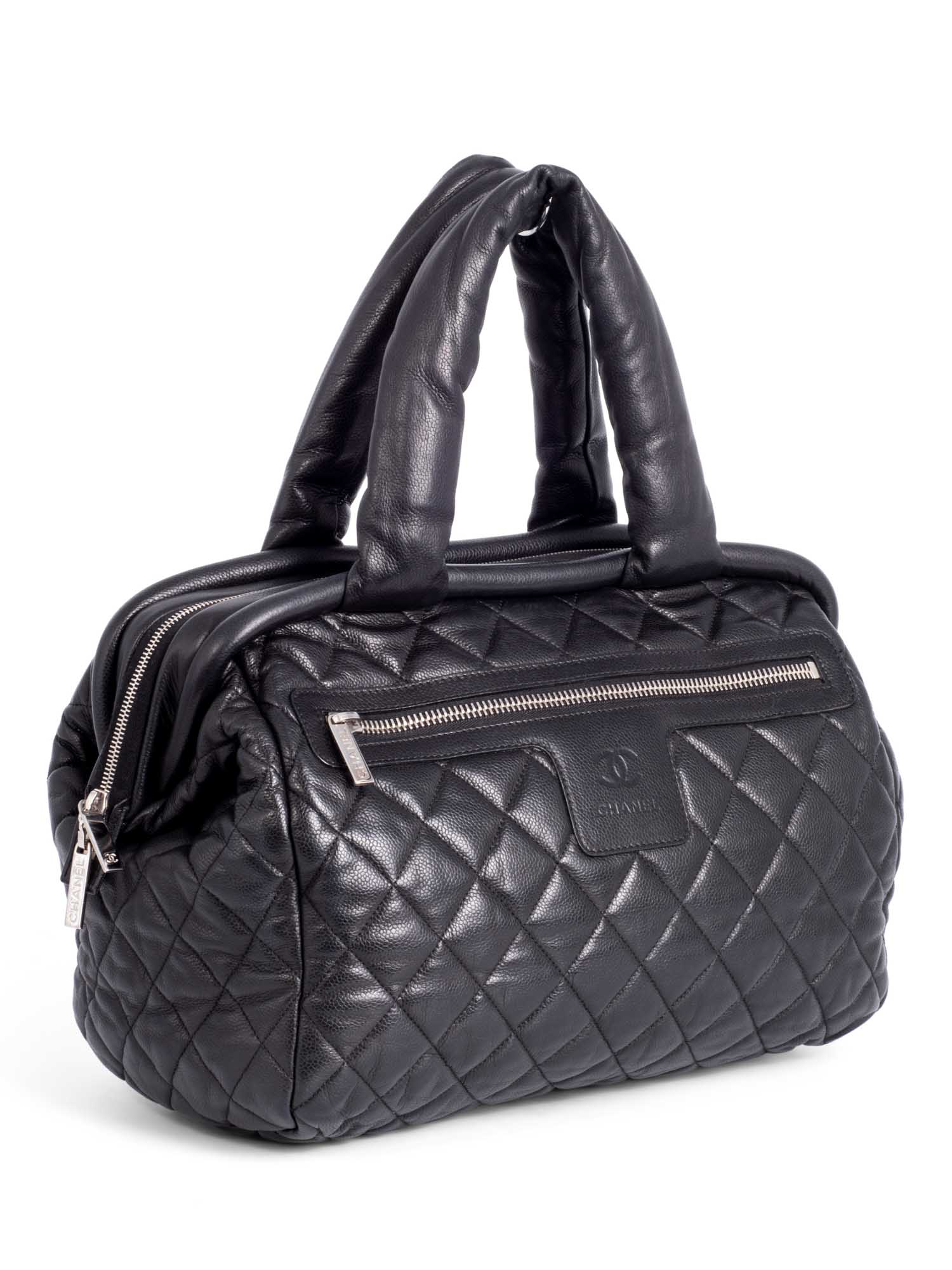 Chanel CC Logo Caviar Leather Cocoon Duffle Bag Black