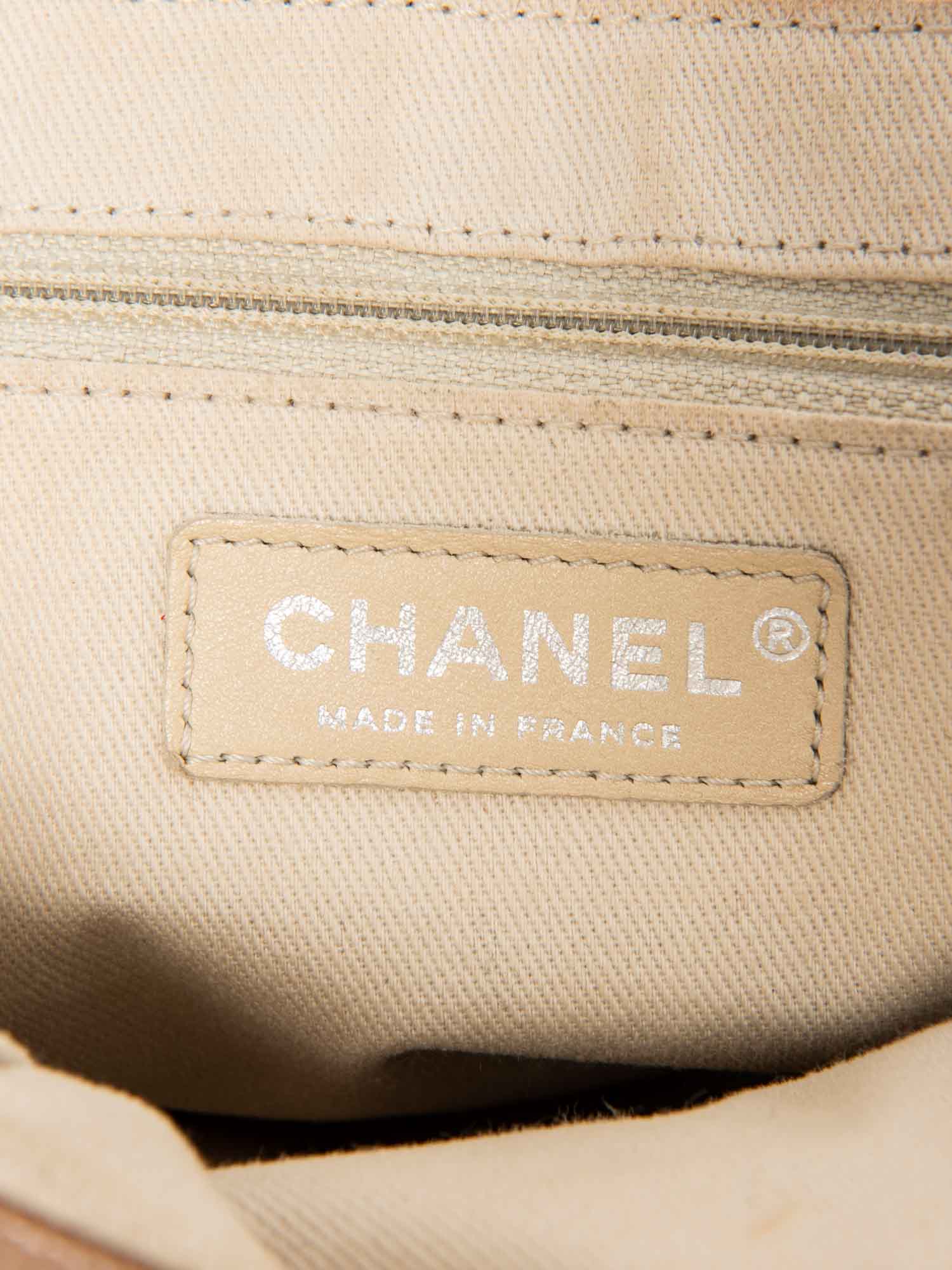 Chanel CC Logo Caviar Leather Flap Messenger Bag Beige