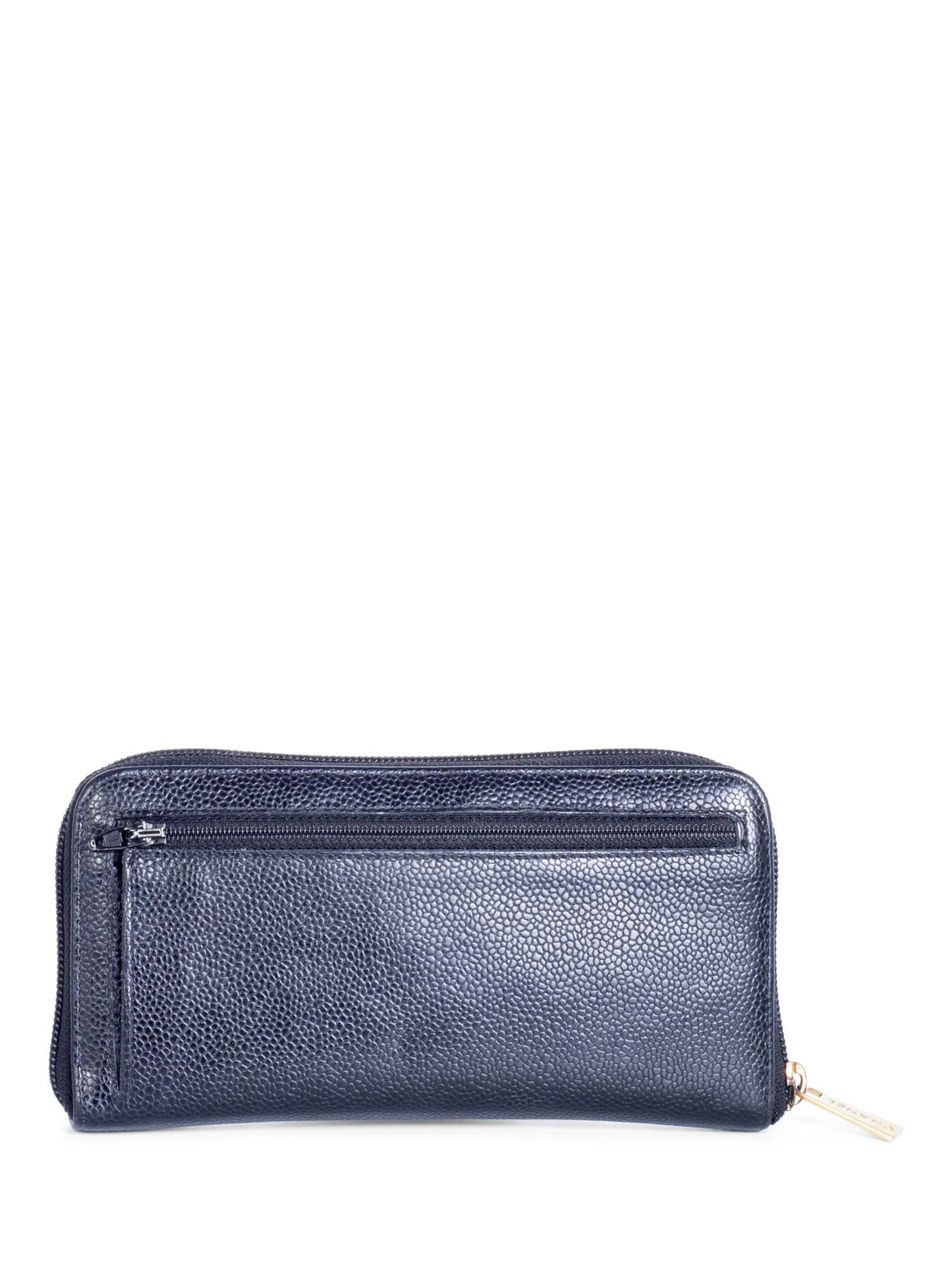 Chanel CC Logo Caviar Leather Zipper Wallet Black