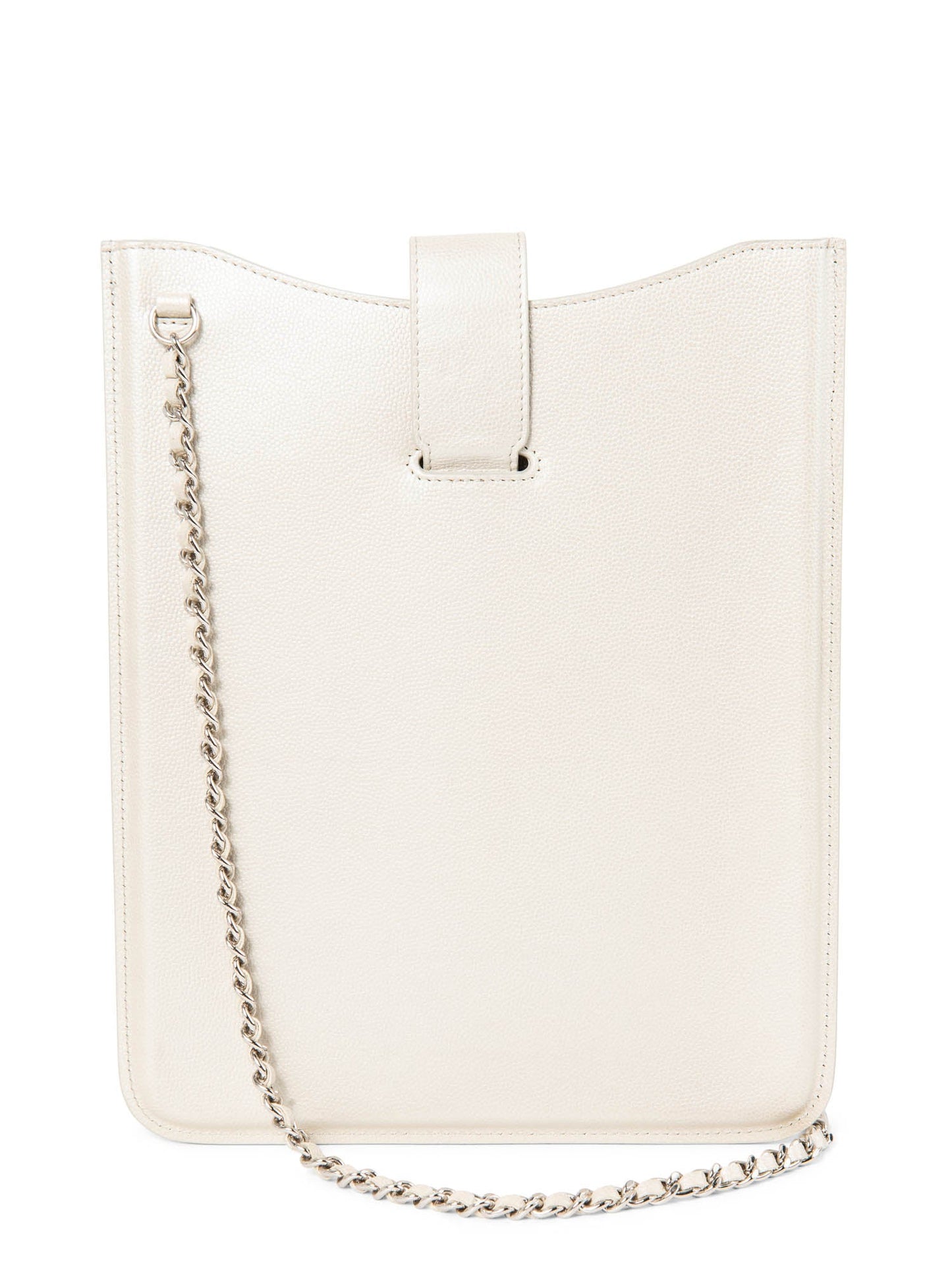 Chanel CC Logo Caviar Messenger Bag Pearl Eggshell White