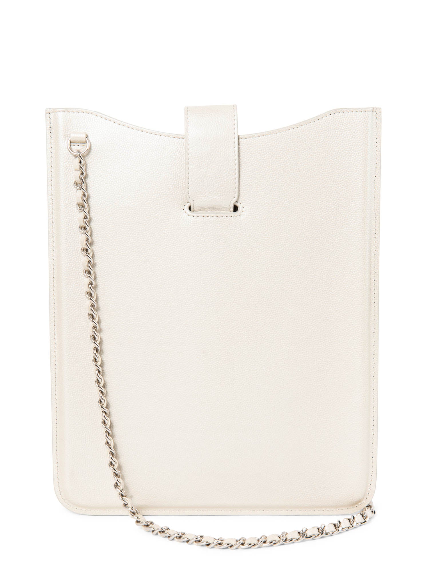 Chanel CC Logo Caviar Messenger Bag Pearl Eggshell White