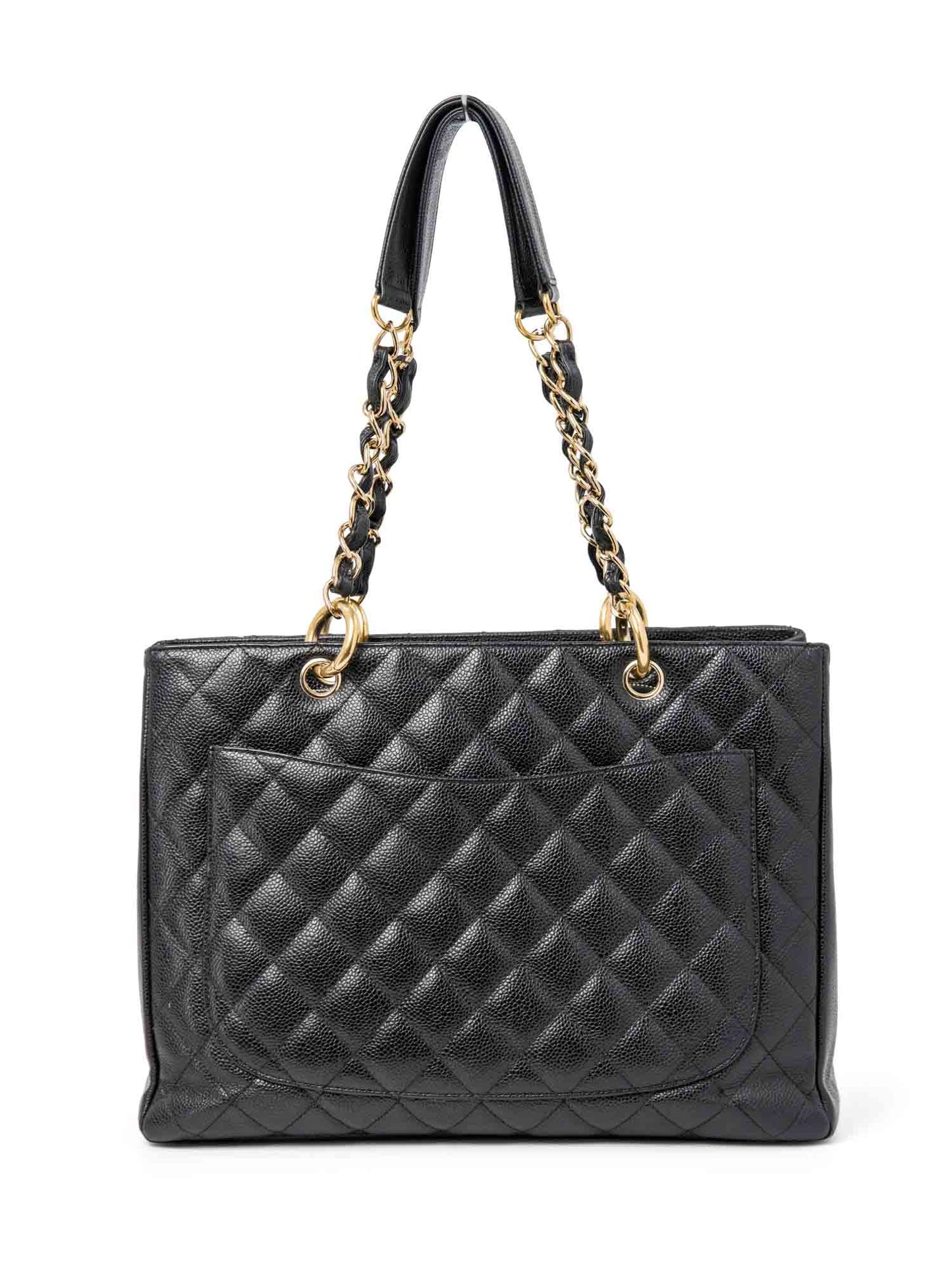 Chanel CC Logo Caviar Quilted Leather Grand Shopper Bag Black