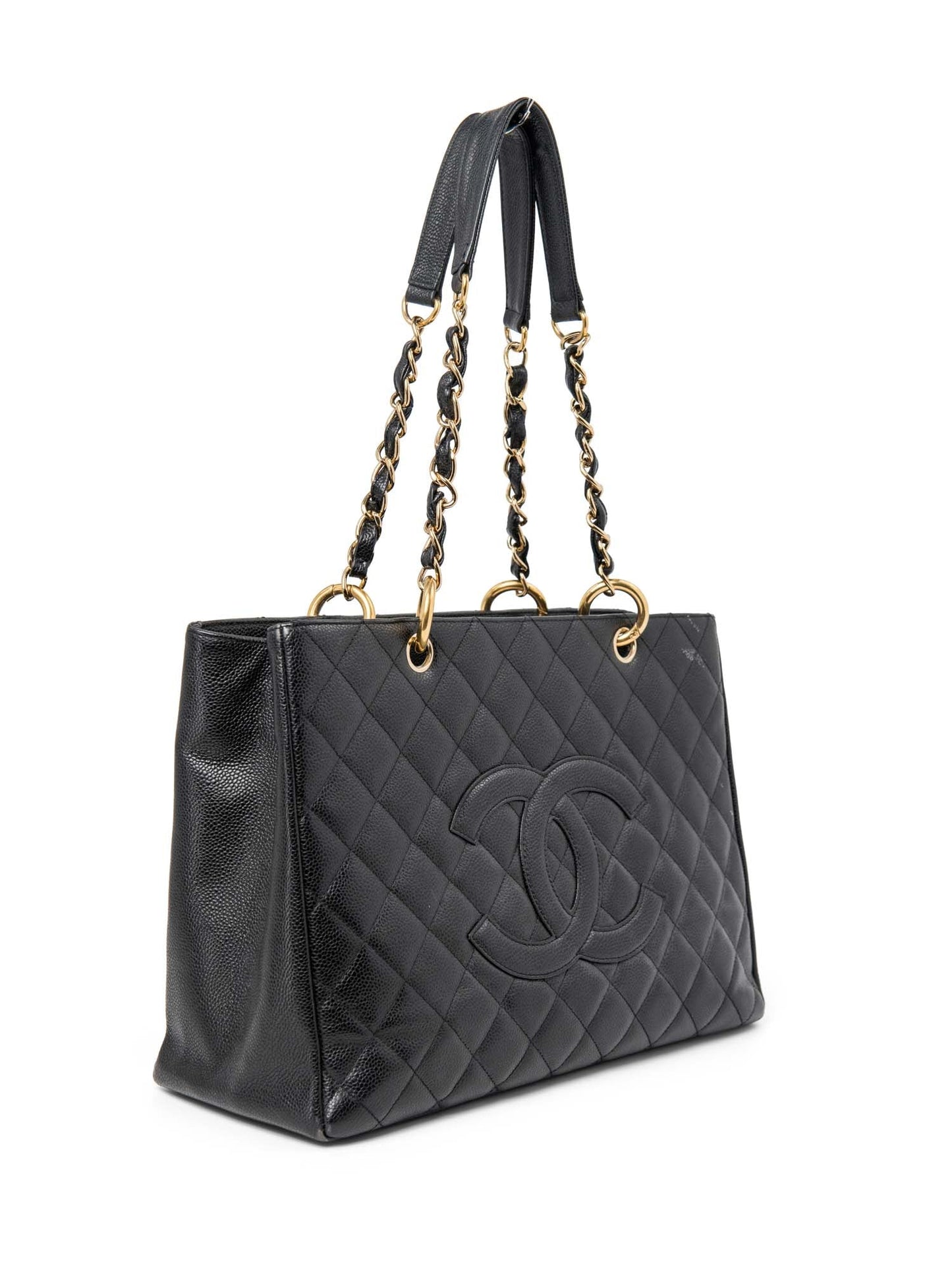 Chanel CC Logo Caviar Quilted Leather Grand Shopper Bag Black