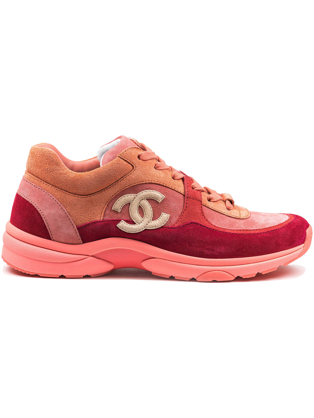 CHANEL CC LOGO COLORBLOCK SUEDE SNEAKERS