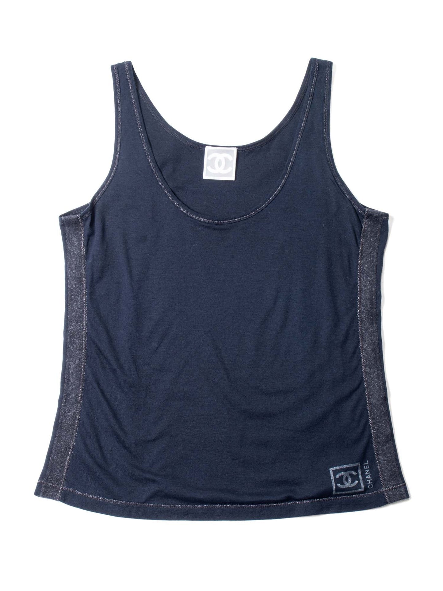 Chanel CC Logo Cotton Sleeveless Tank Top Black