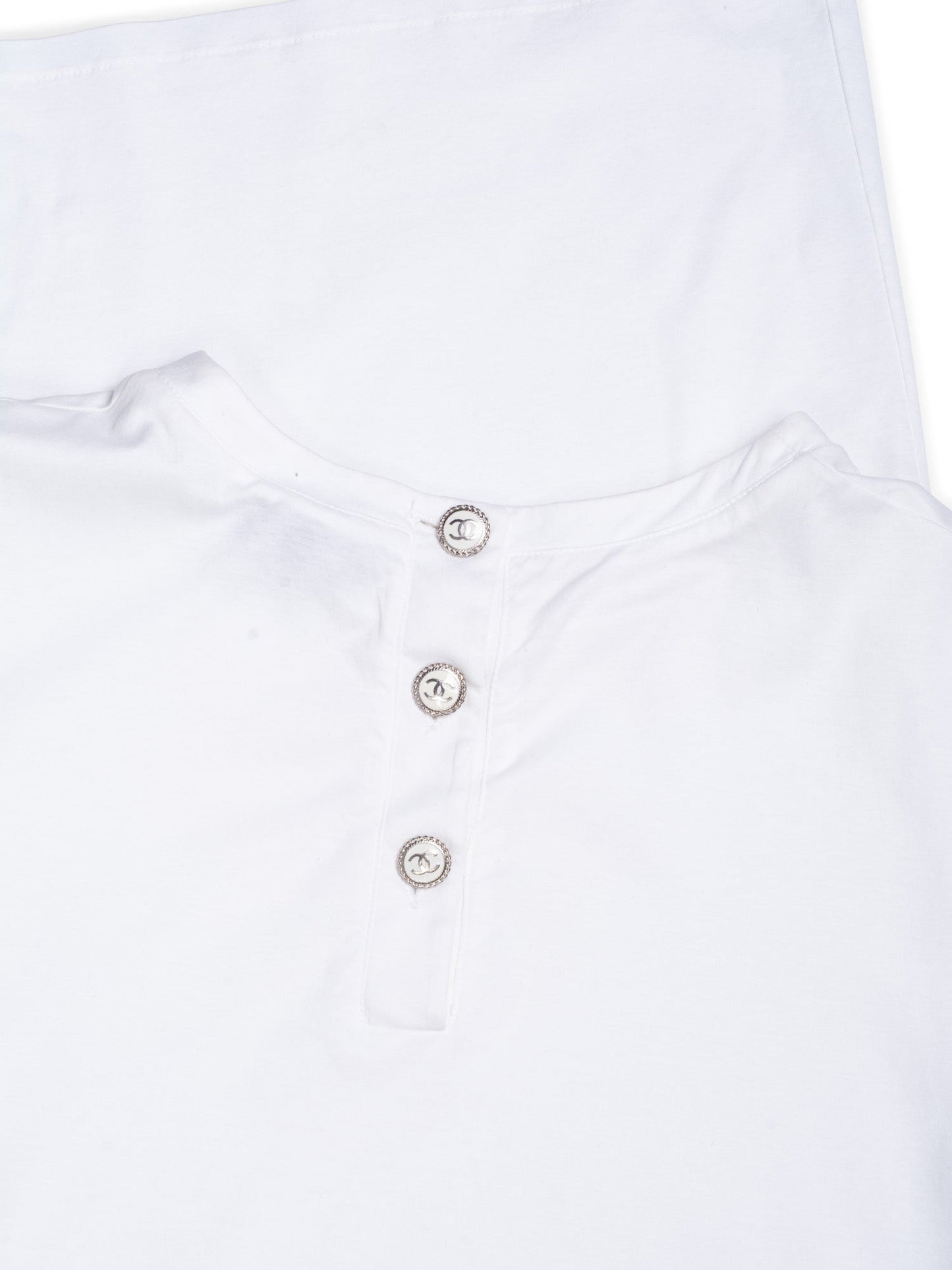 Chanel CC Logo Cotton T-Shirt Dress White