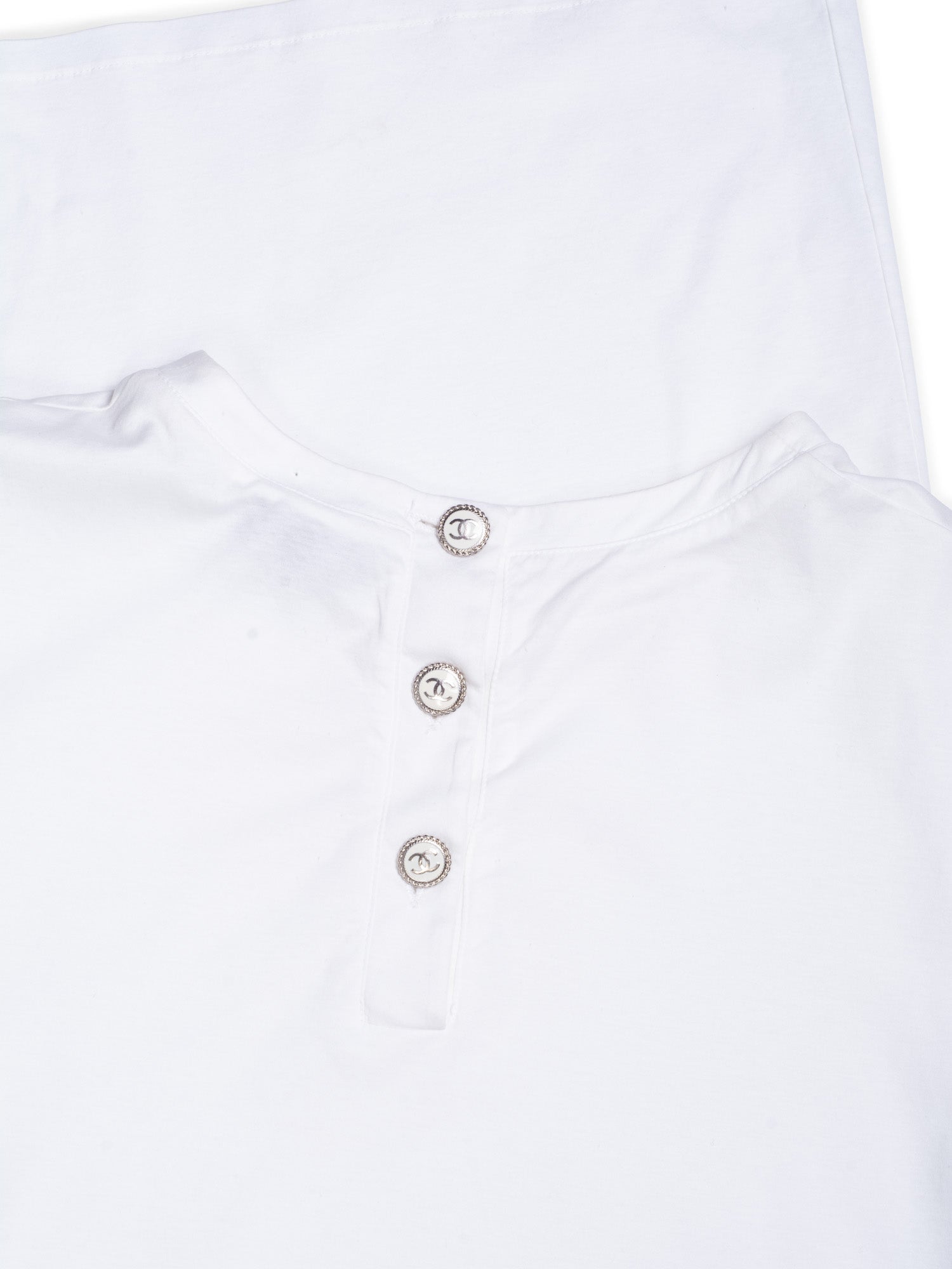 Chanel CC Logo Cotton T-Shirt Dress White