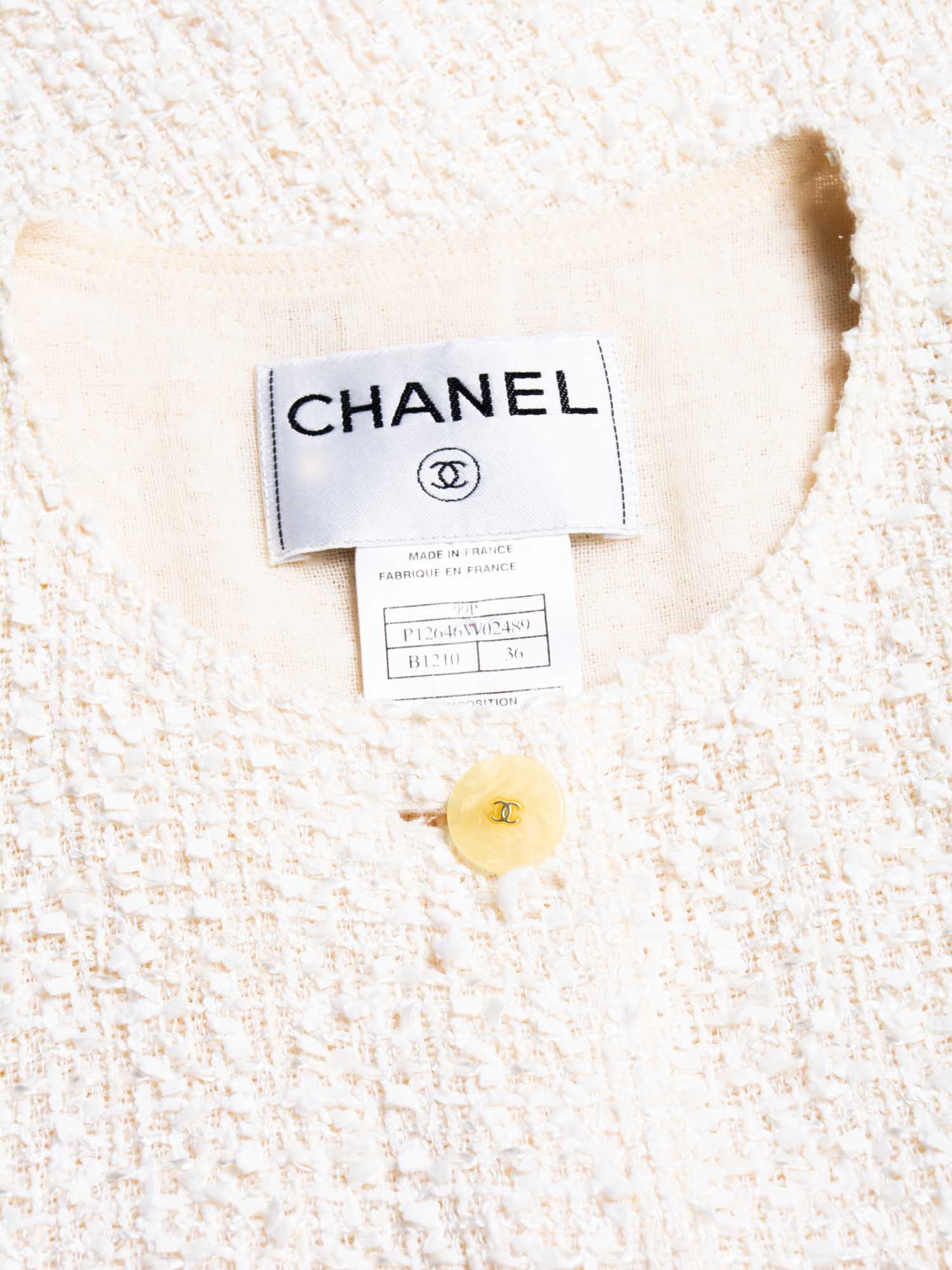 Chanel CC Logo Fantasy Tweed Patch Pocket Vest Ivory