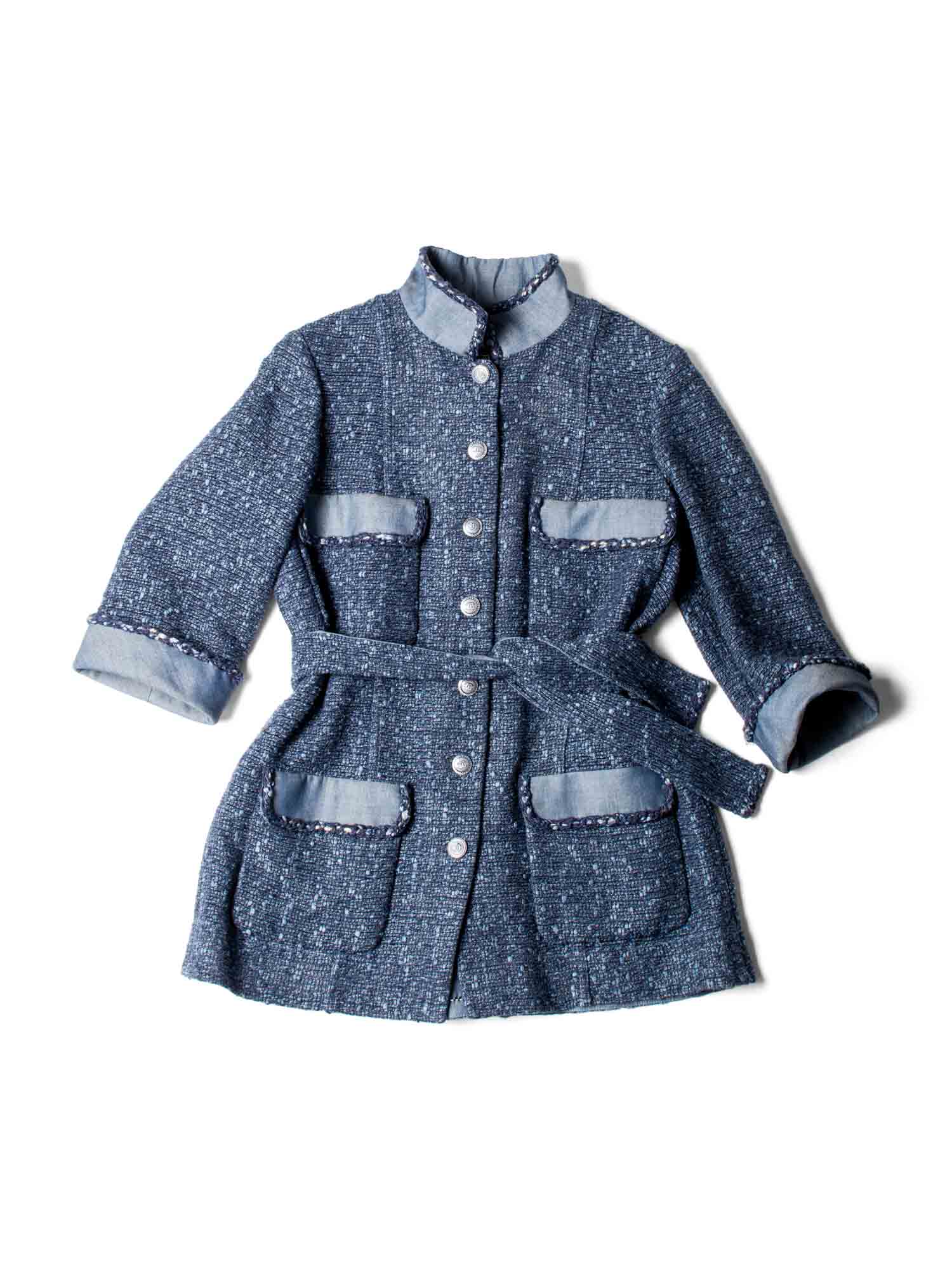Chanel CC Logo Fringy Fantasy Tweed Jacket Blue