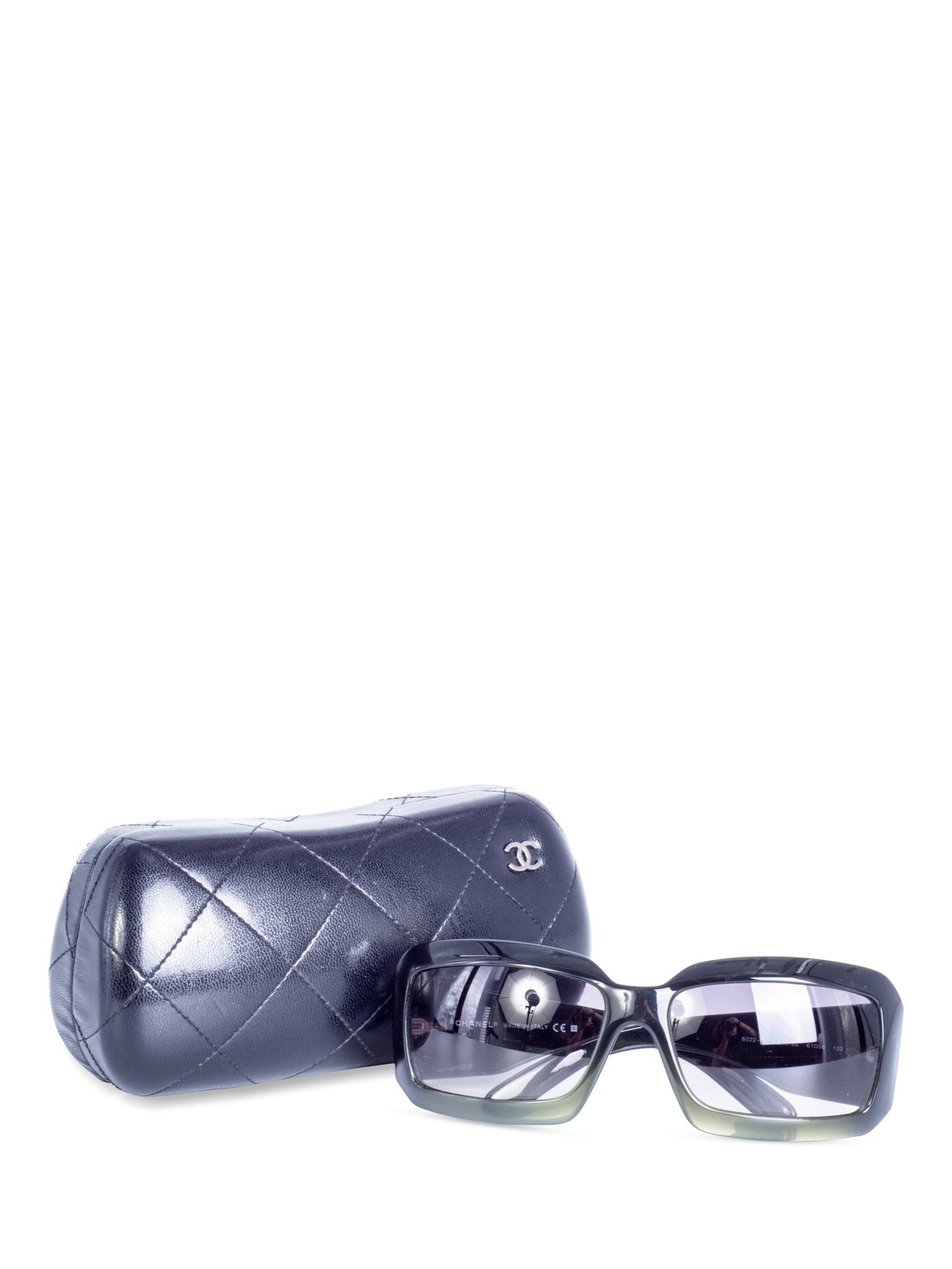 Chanel CC Logo Gradient Rectangular Sunglasses Black Green
