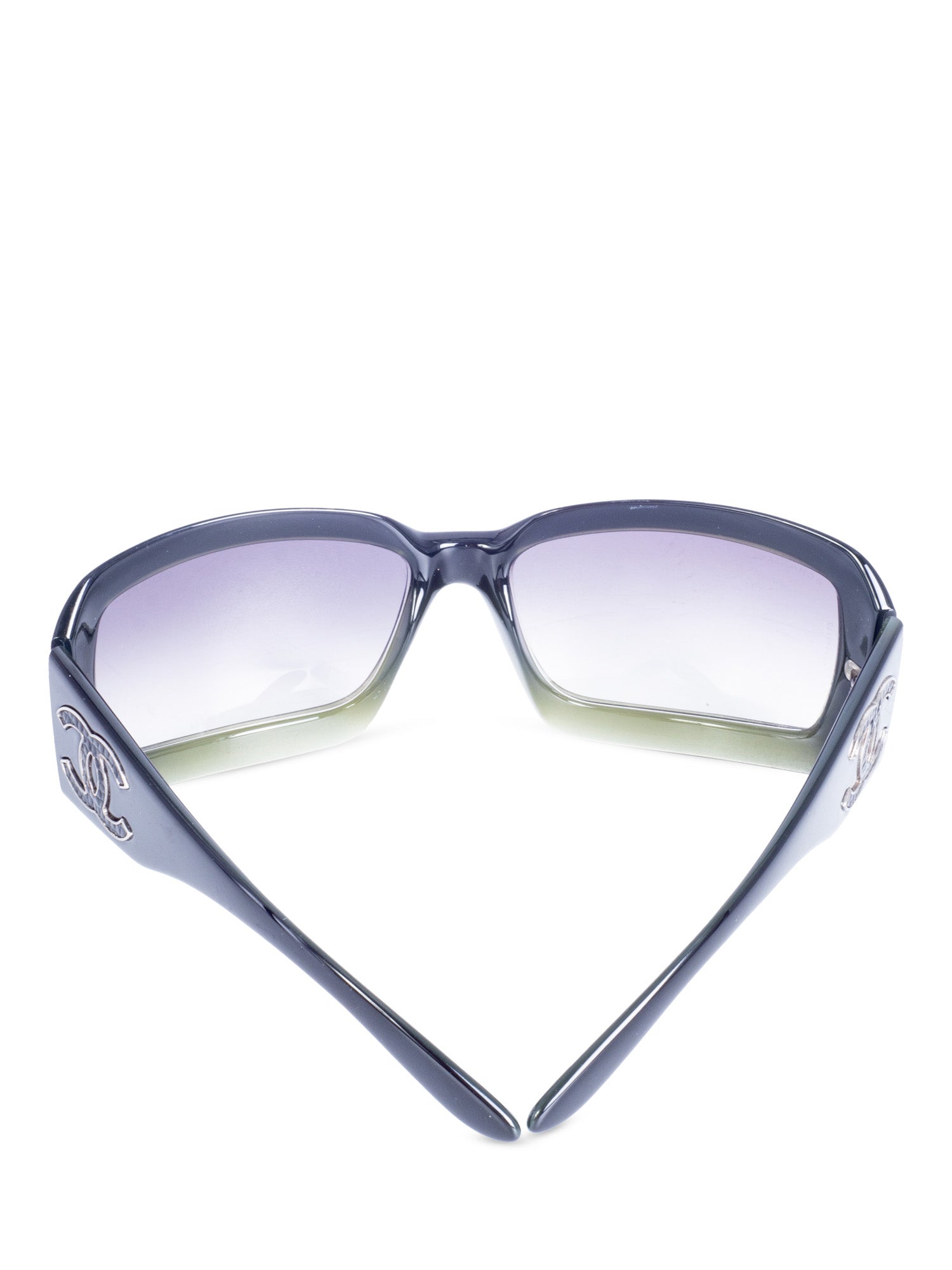 Chanel CC Logo Gradient Rectangular Sunglasses Black Green