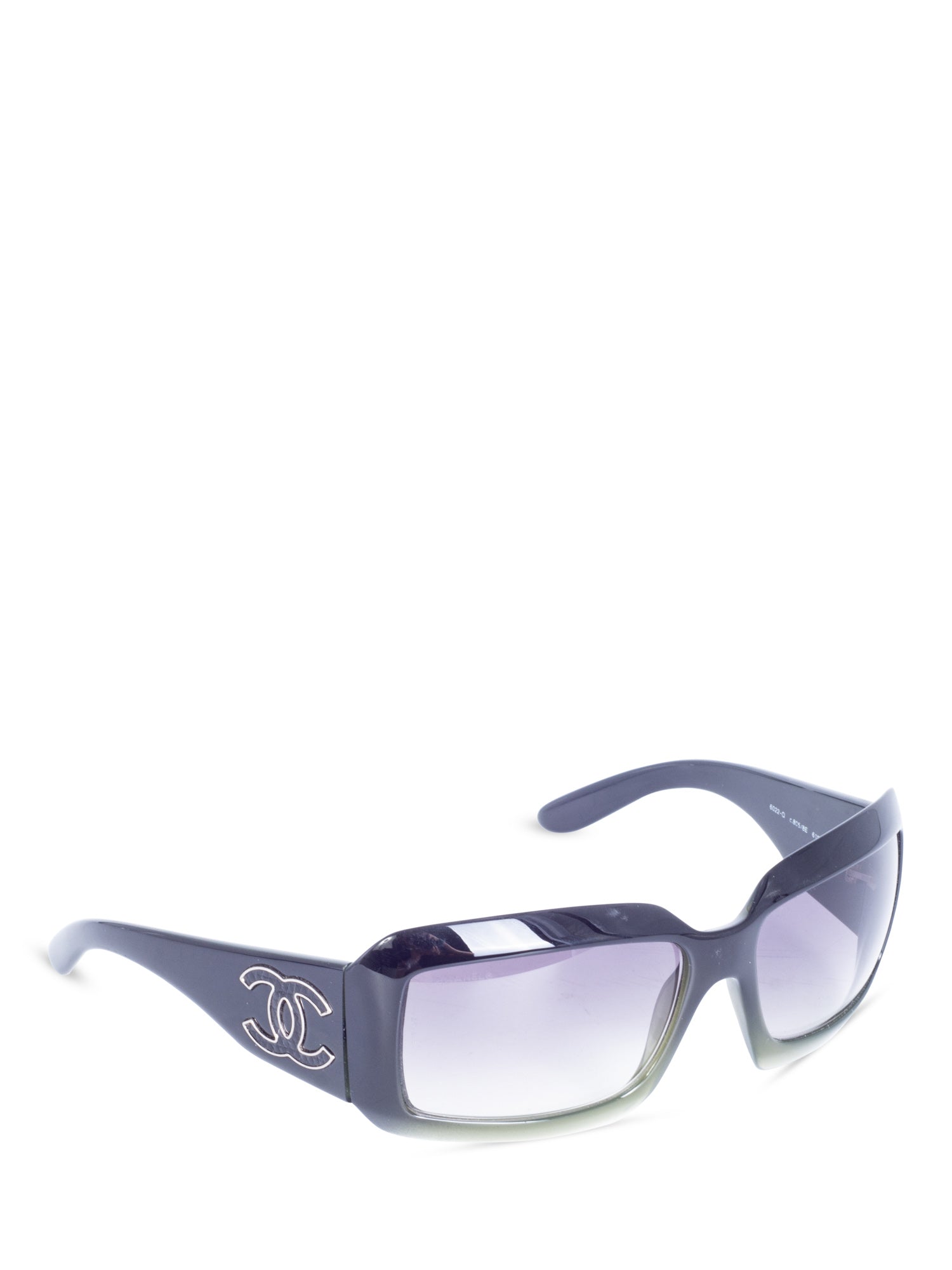 Chanel CC Logo Gradient Rectangular Sunglasses Black Green