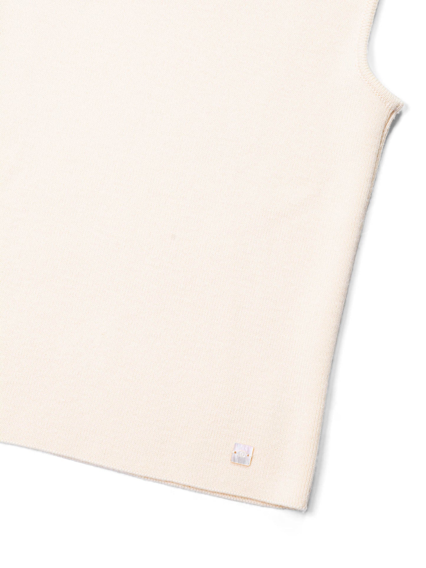 Chanel CC Logo Knit Sleeveless Turtleneck Top Beige