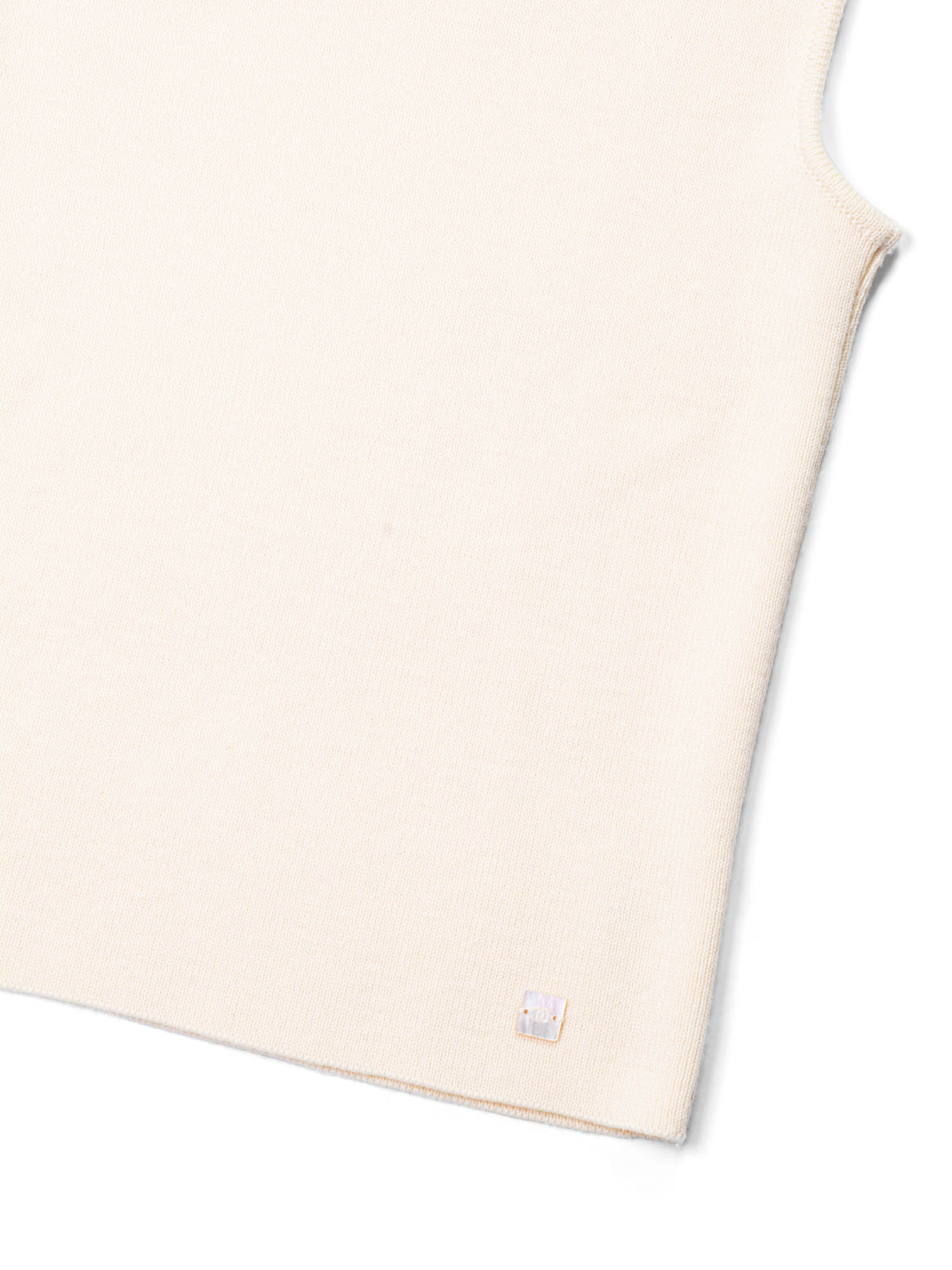 Chanel CC Logo Knit Sleeveless Turtleneck Top Beige