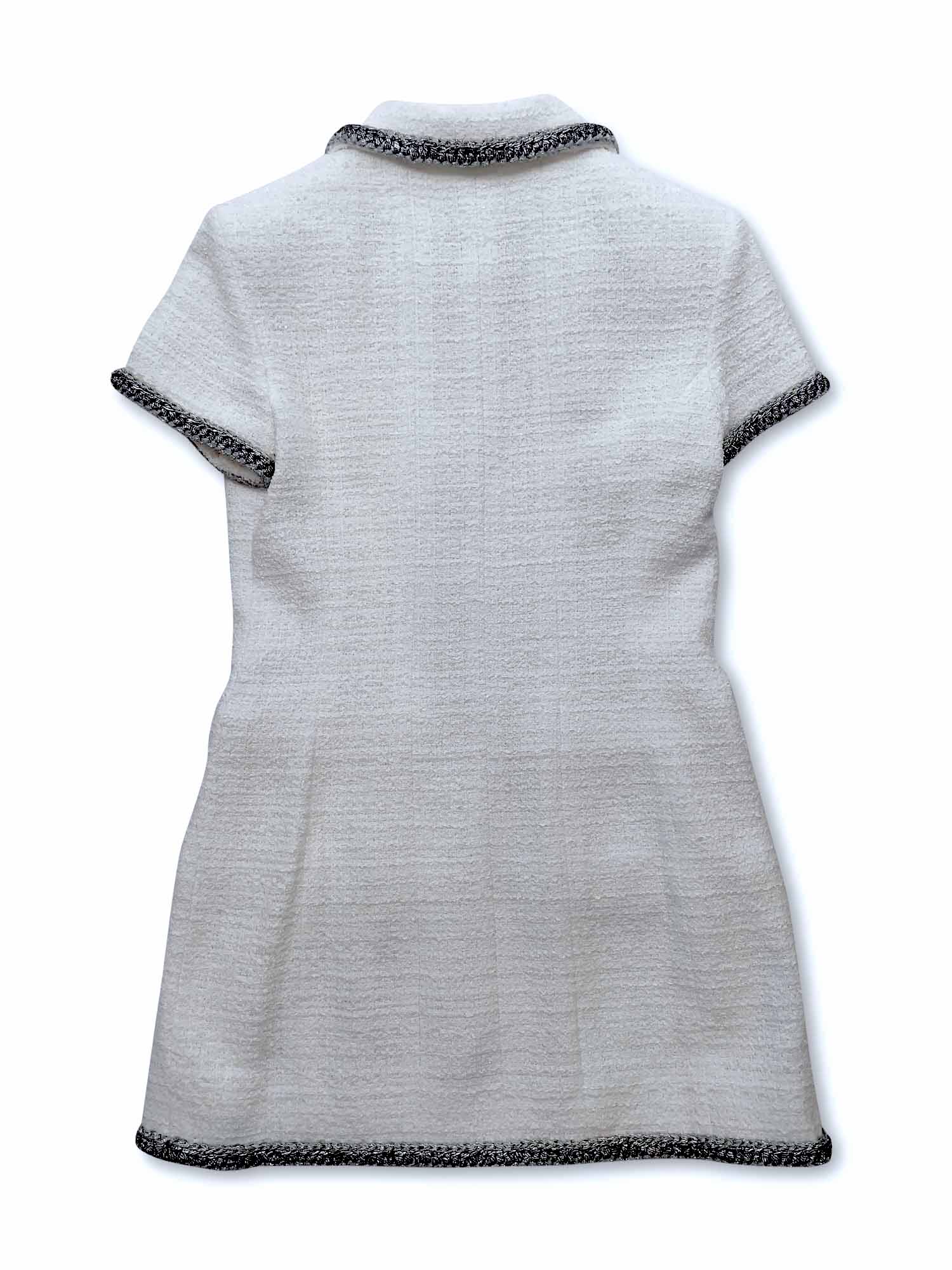 Chanel CC Logo Lesage Tweed Fringy Fitted Mini Dress White