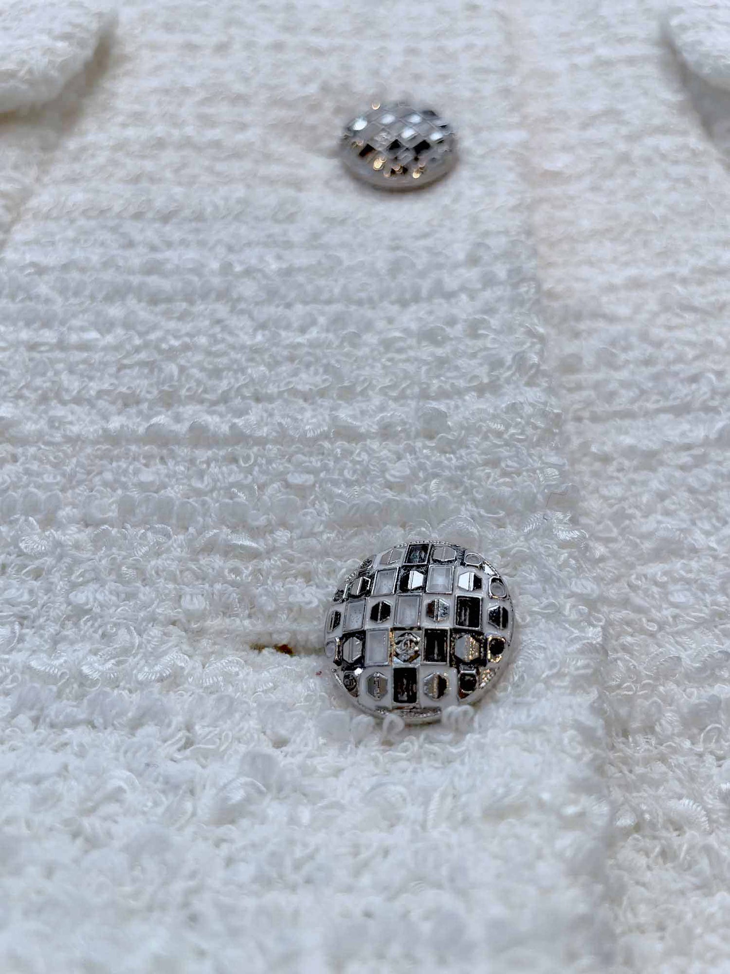 Chanel CC Logo Lesage Tweed Fringy Fitted Mini Dress White