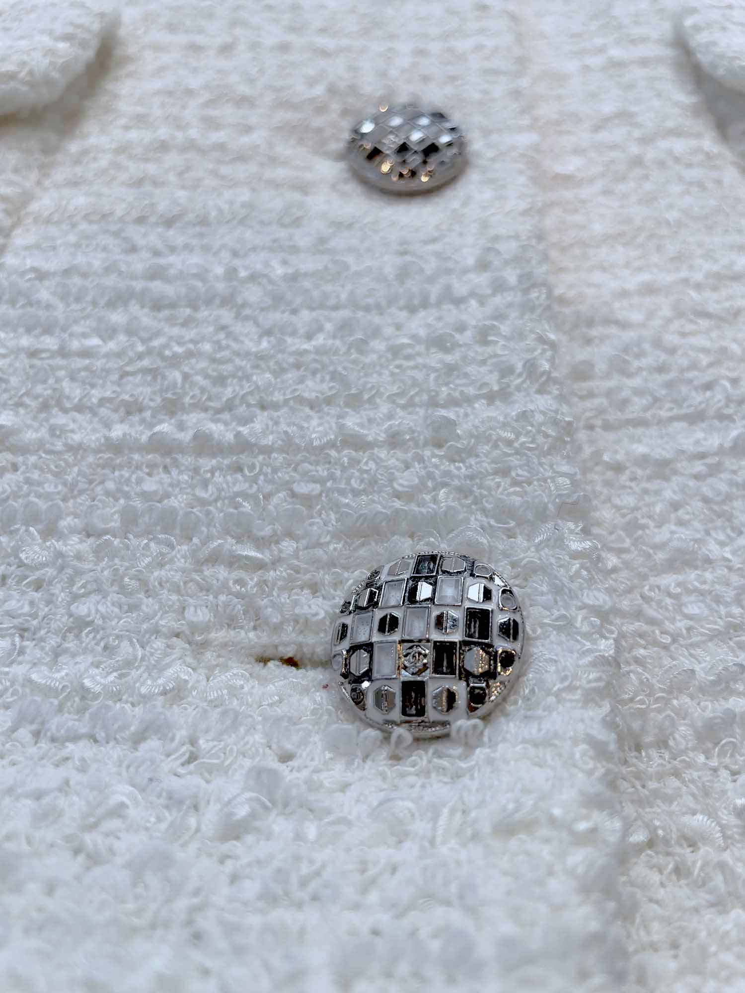 Chanel CC Logo Lesage Tweed Fringy Fitted Mini Dress White
