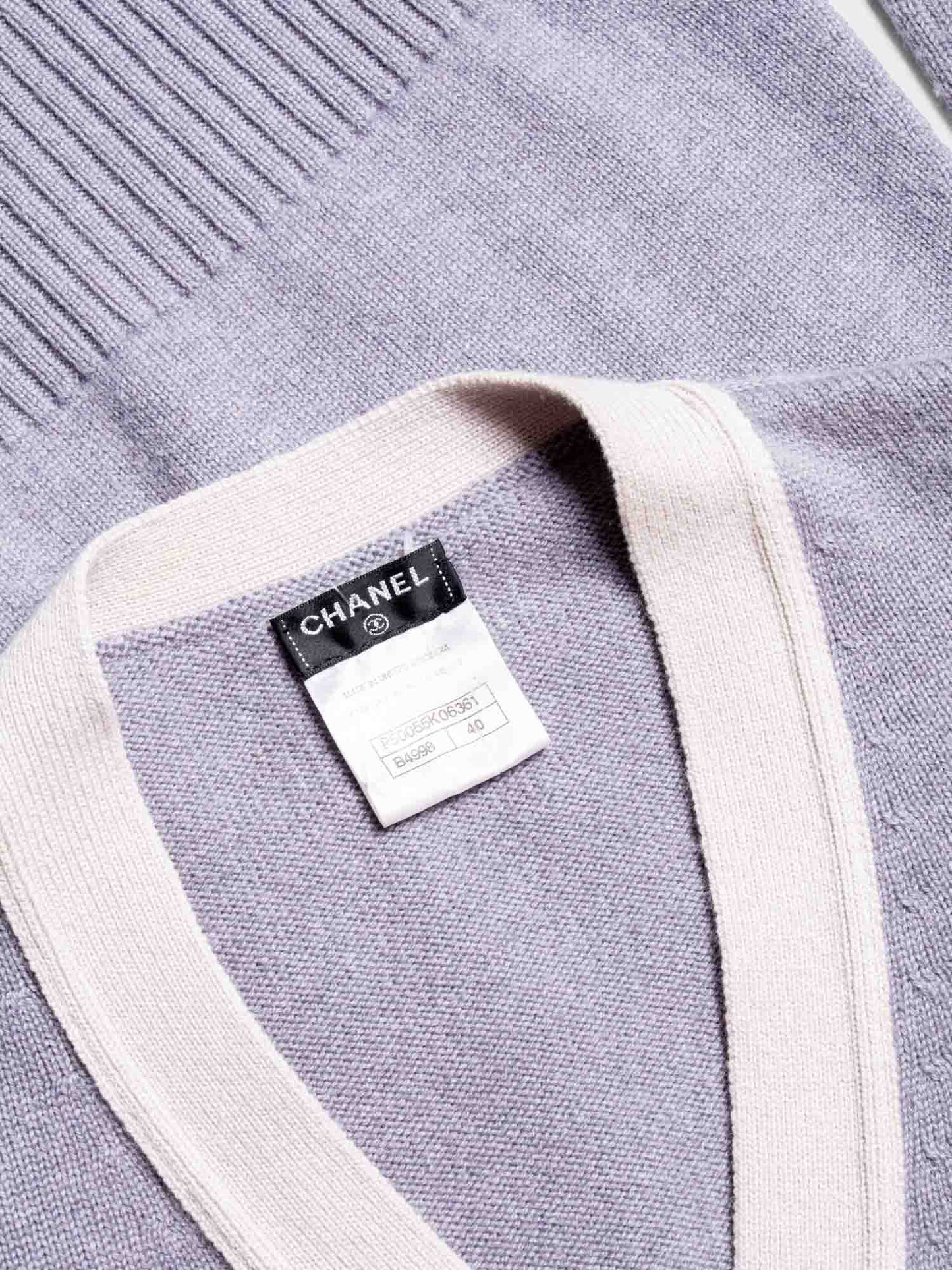 Chanel CC Logo Lion Head Cashmere Cardigan Grey