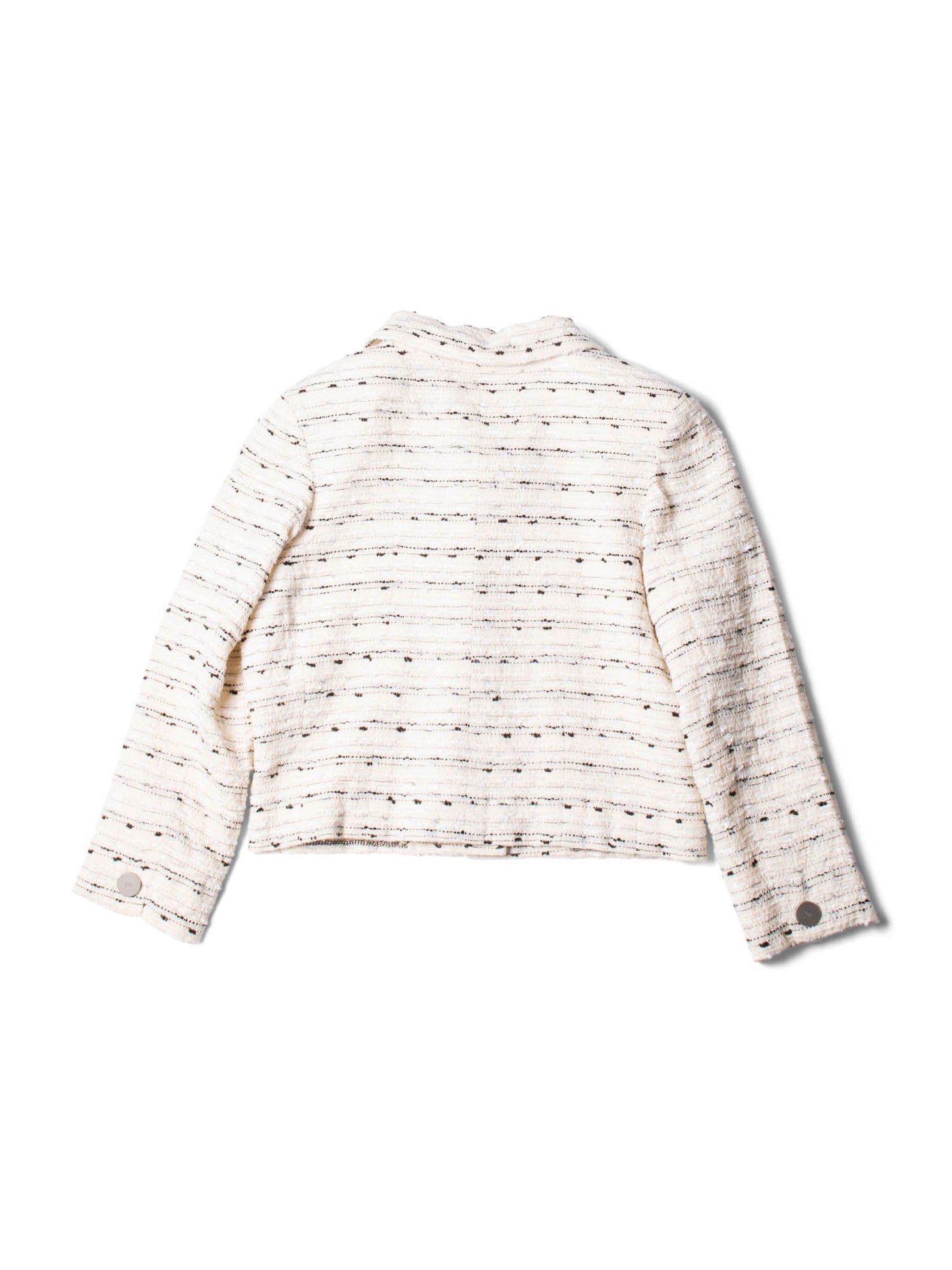 Chanel CC Logo Lurex Tweed Cropped Jacket Ivory Black
