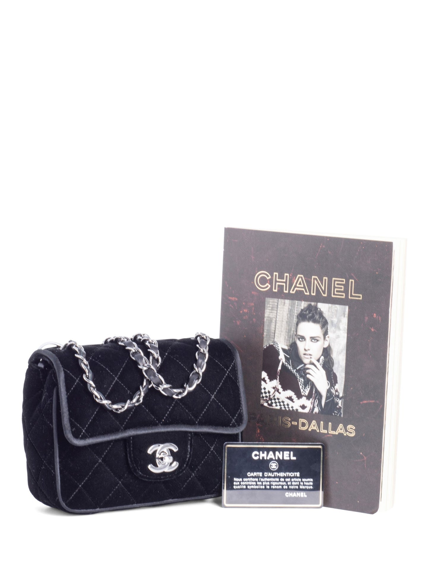 Chanel CC Logo Mini Velvet Single Flap Bag Black