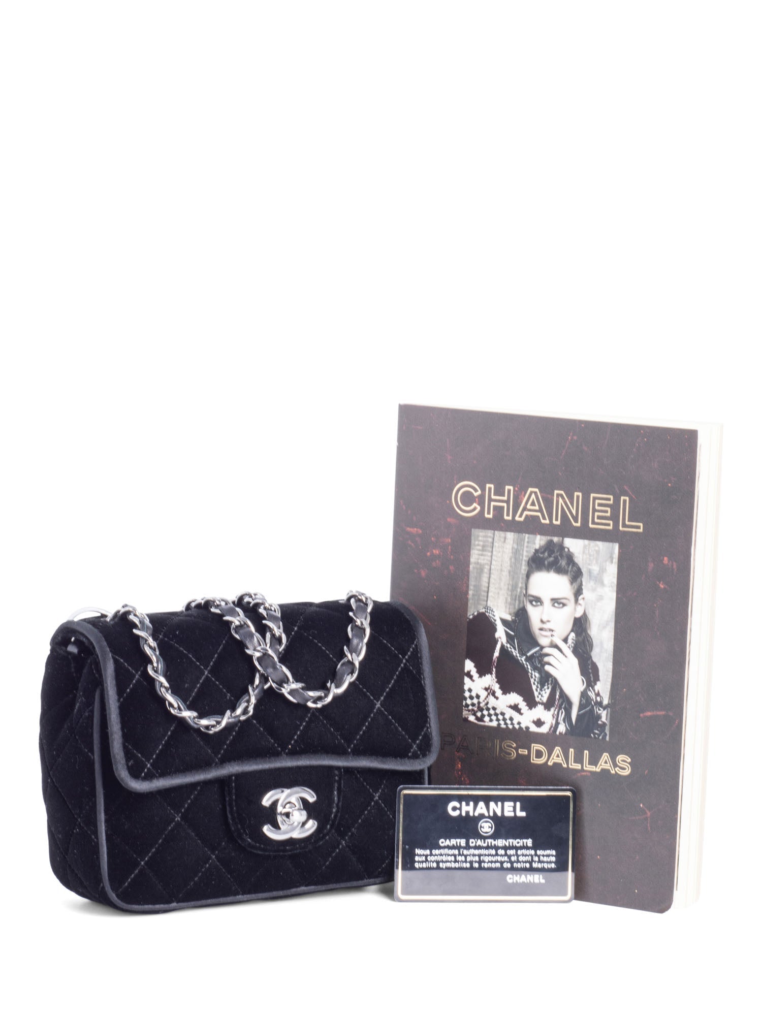Chanel CC Logo Mini Velvet Single Flap Bag Black