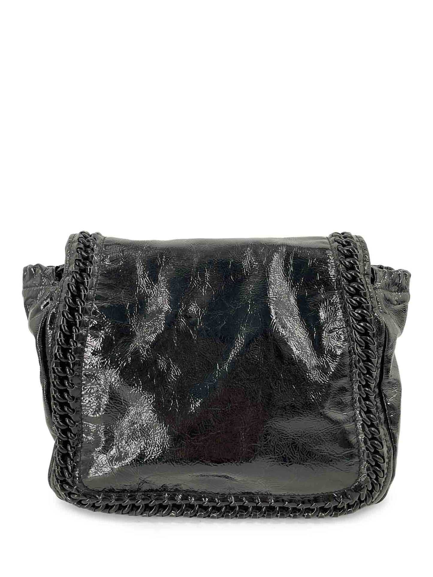 Chanel CC Logo Patent Leather Modern Chain Flap Bag Black