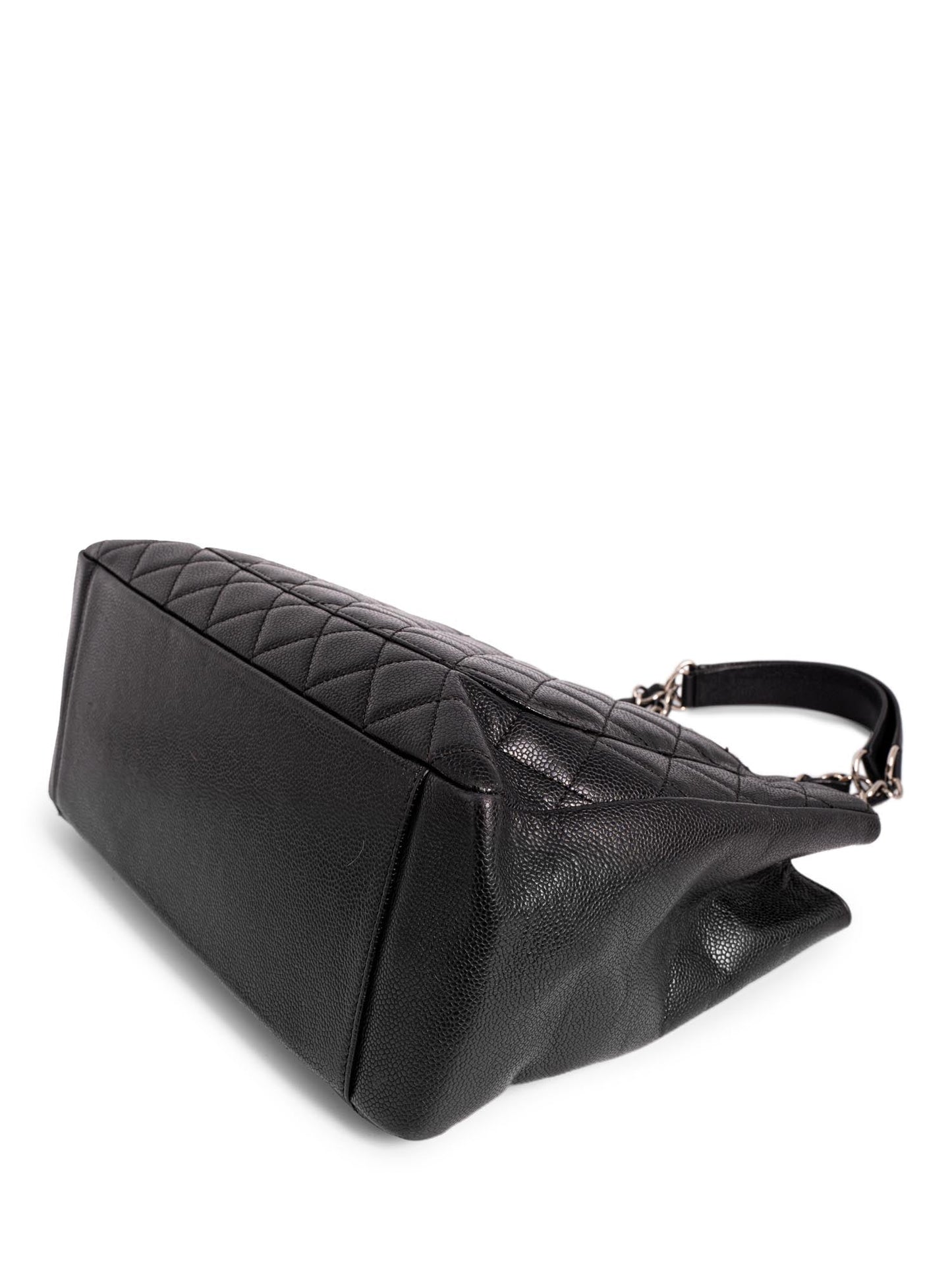 Chanel CC Logo Quilted Caviar Leather Shopper Bag Black