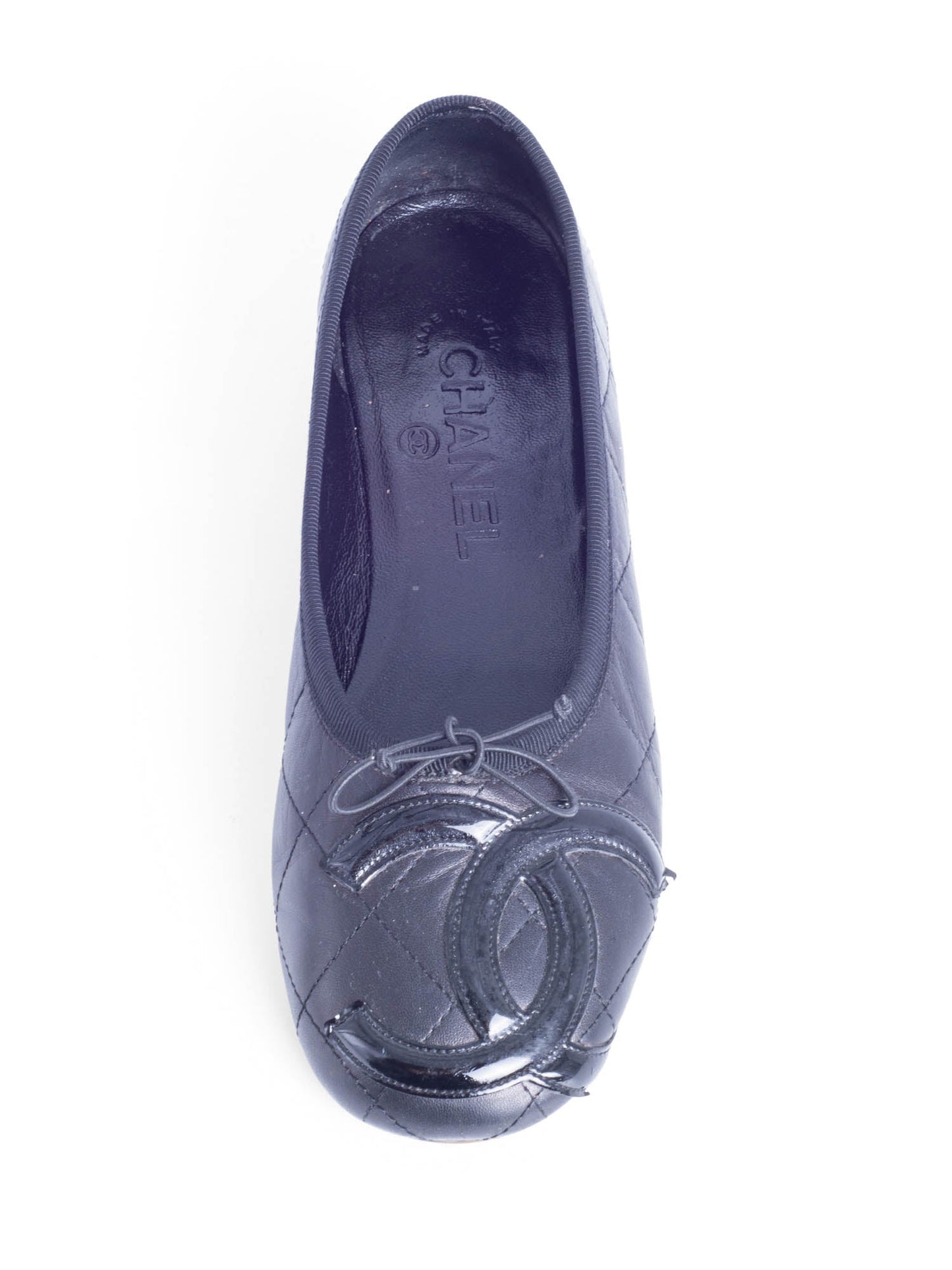 Chanel CC Logo Quilted Leather Ballet Flats Black