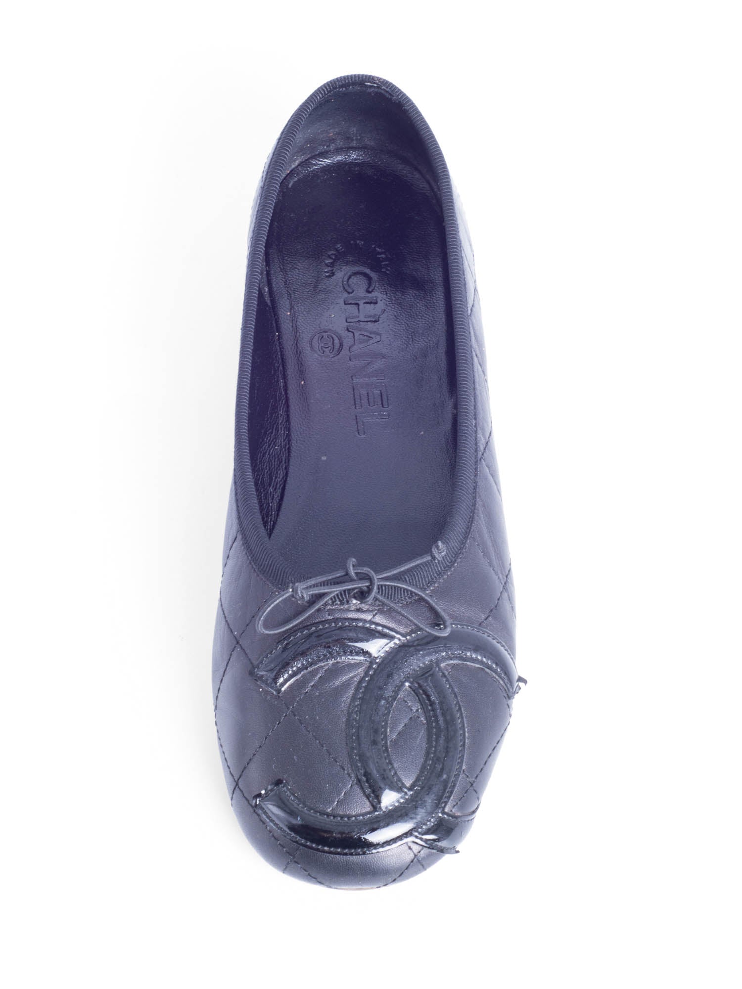 Chanel CC Logo Quilted Leather Ballet Flats Black