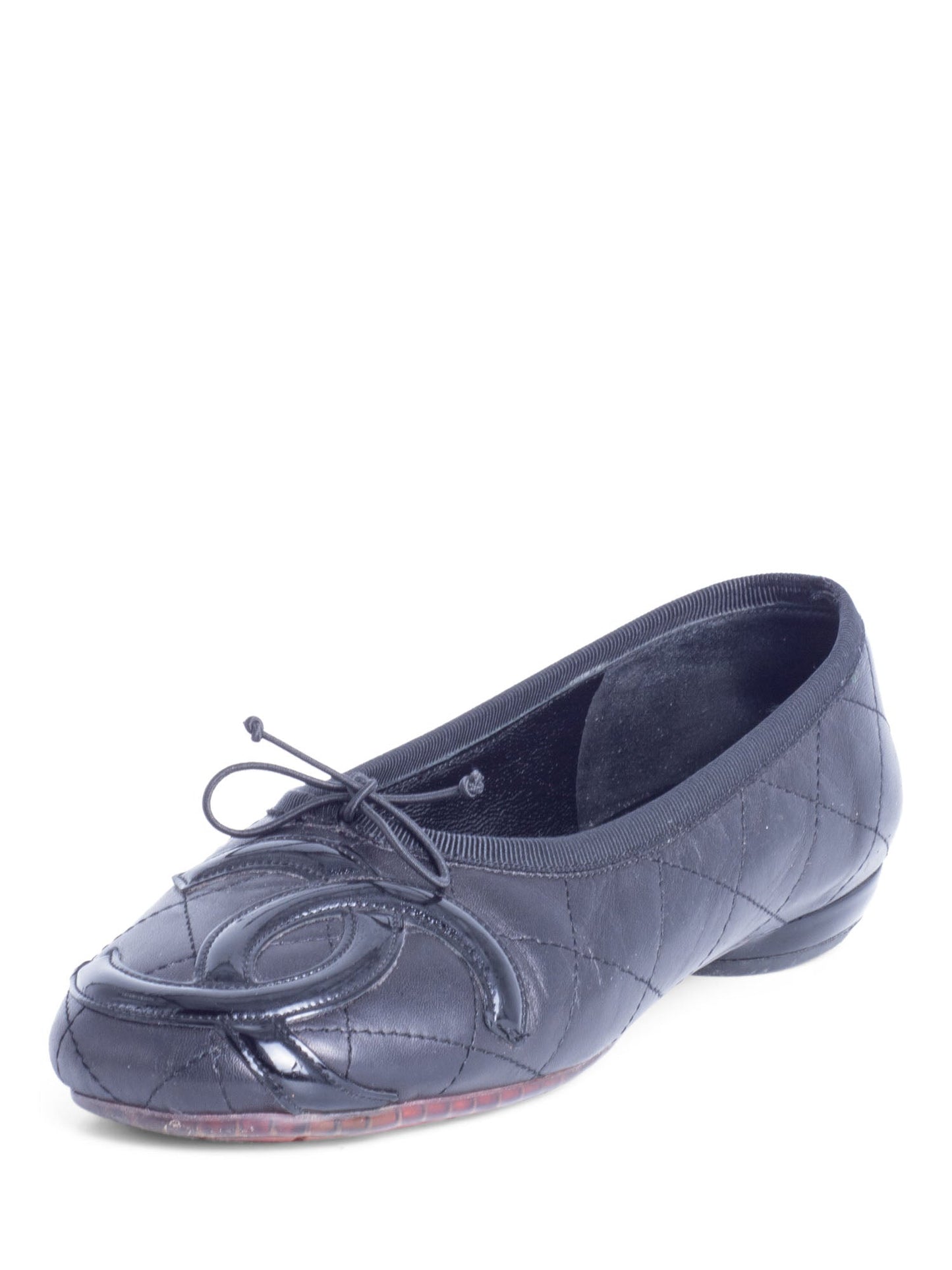 Chanel CC Logo Quilted Leather Ballet Flats Black