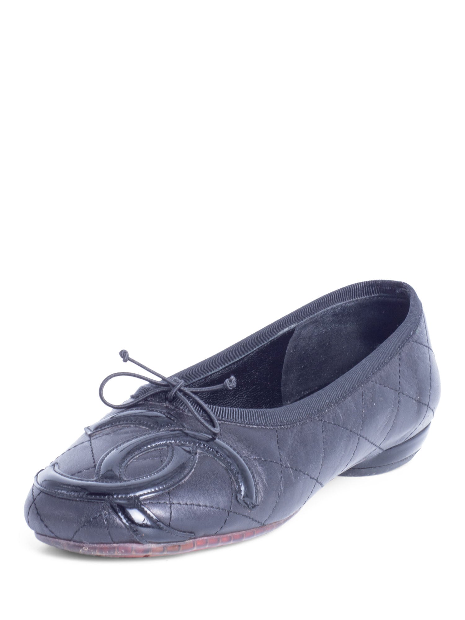 Chanel CC Logo Quilted Leather Ballet Flats Black