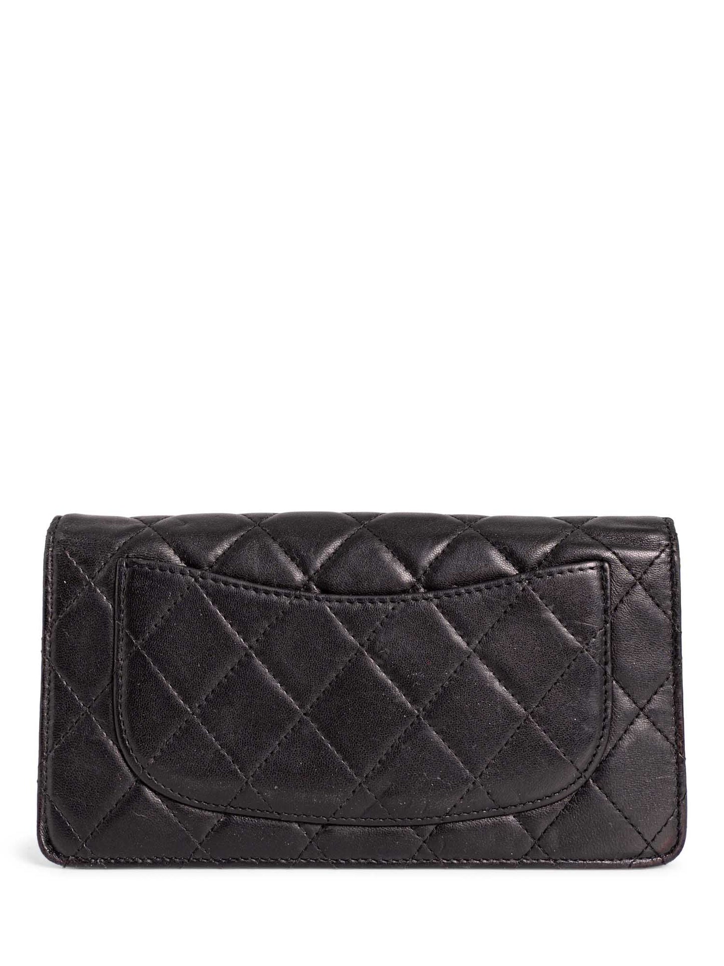 Chanel CC Logo Quilted Leather Bi-Fold Wallet Black Taupe