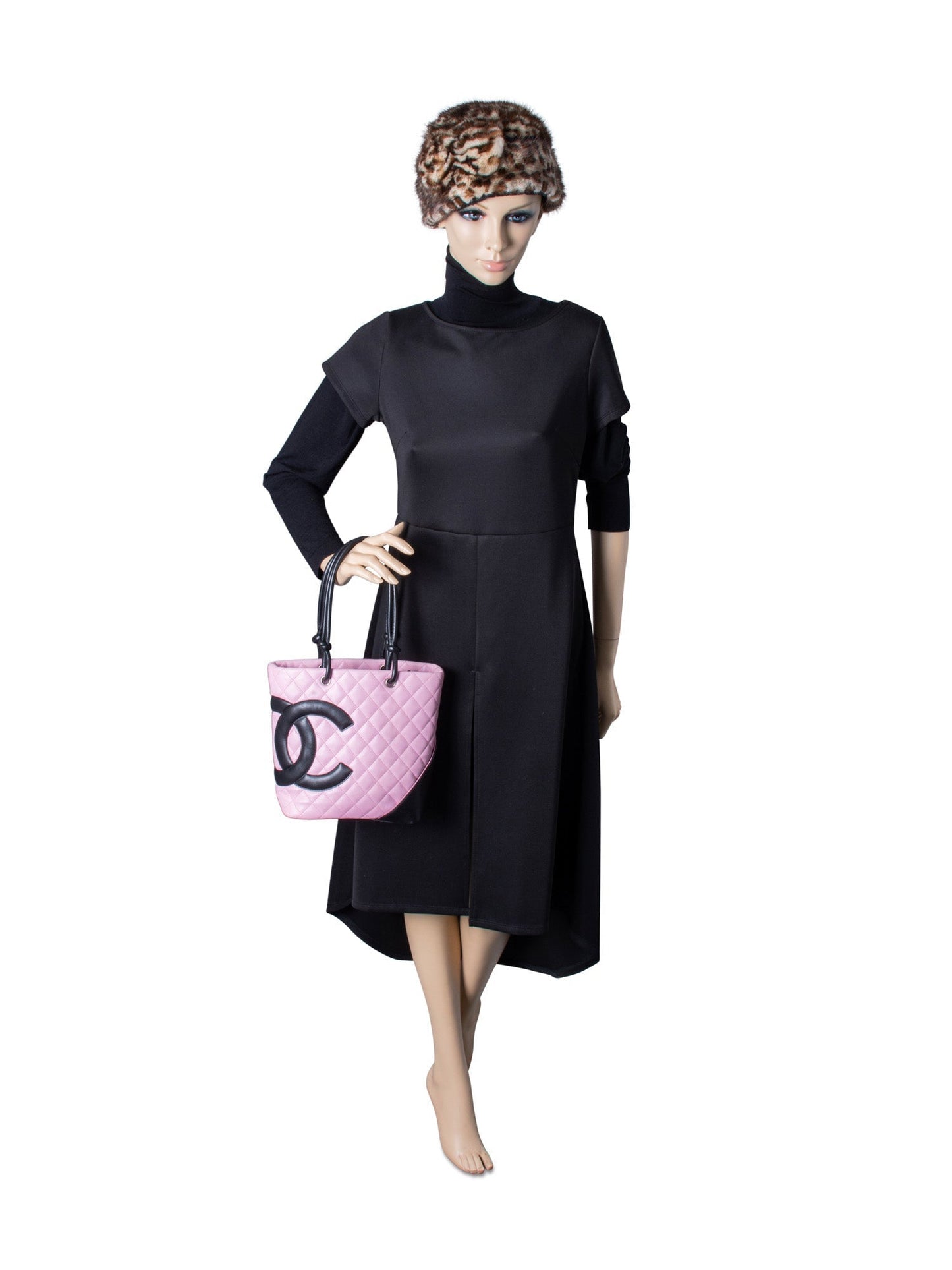 Chanel CC Logo Quilted Leather Cambon Tote MM  Pink