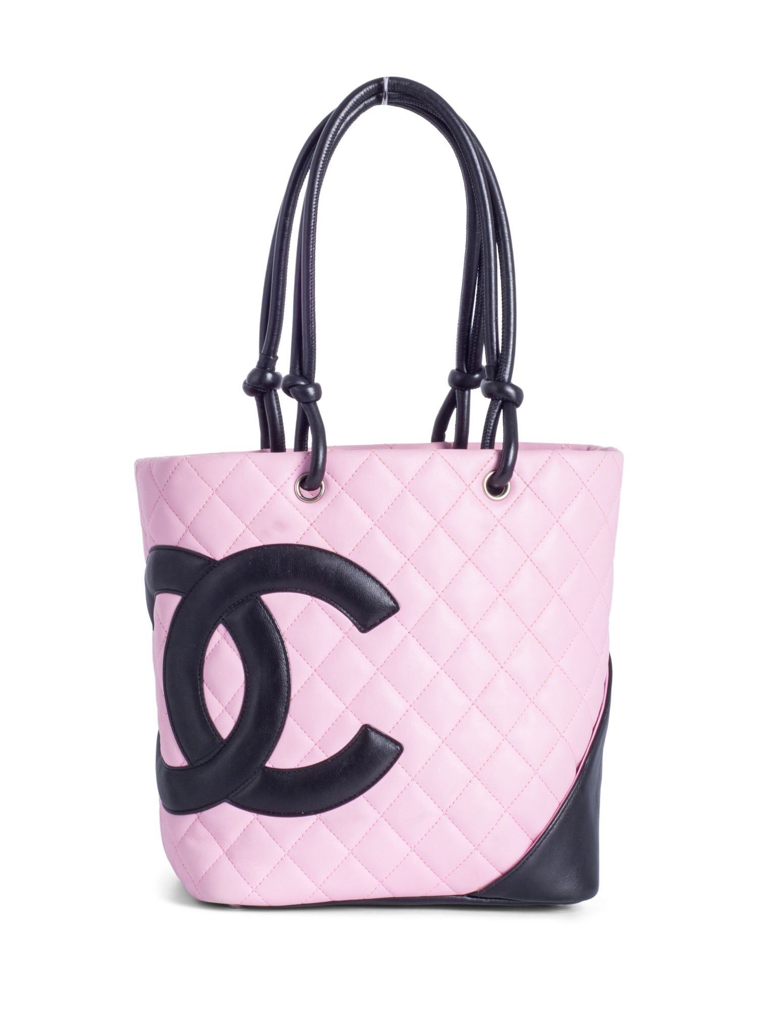 Chanel CC Logo Quilted Leather Cambon Tote MM  Pink