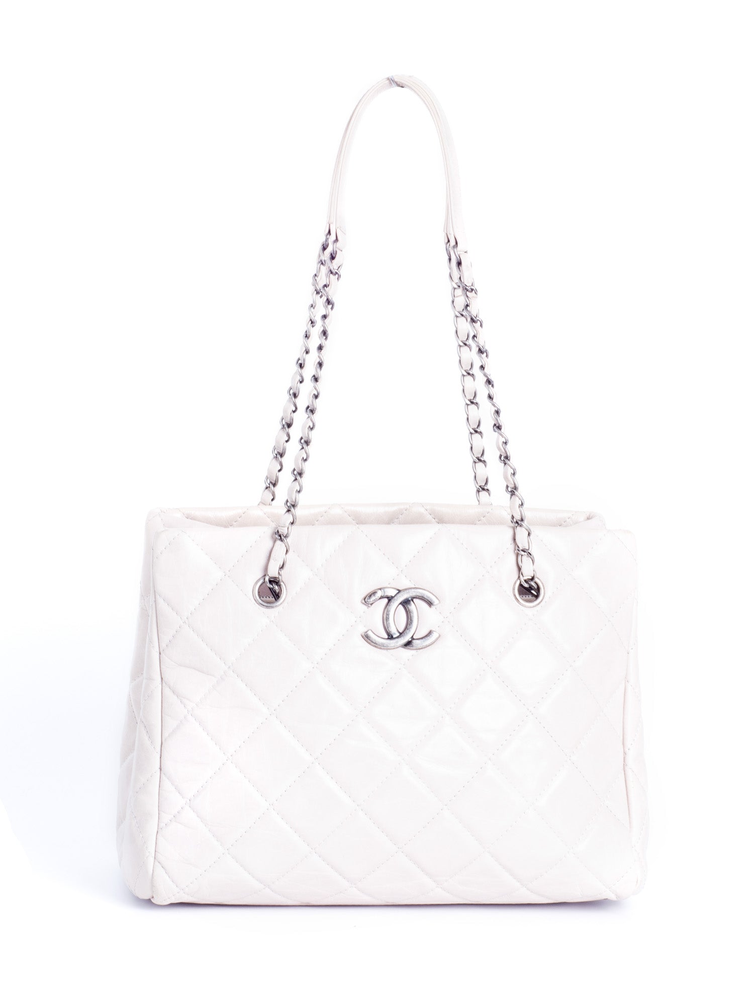 Chanel CC Logo Quilted Leather Grand Shopper Bag Light Taupe