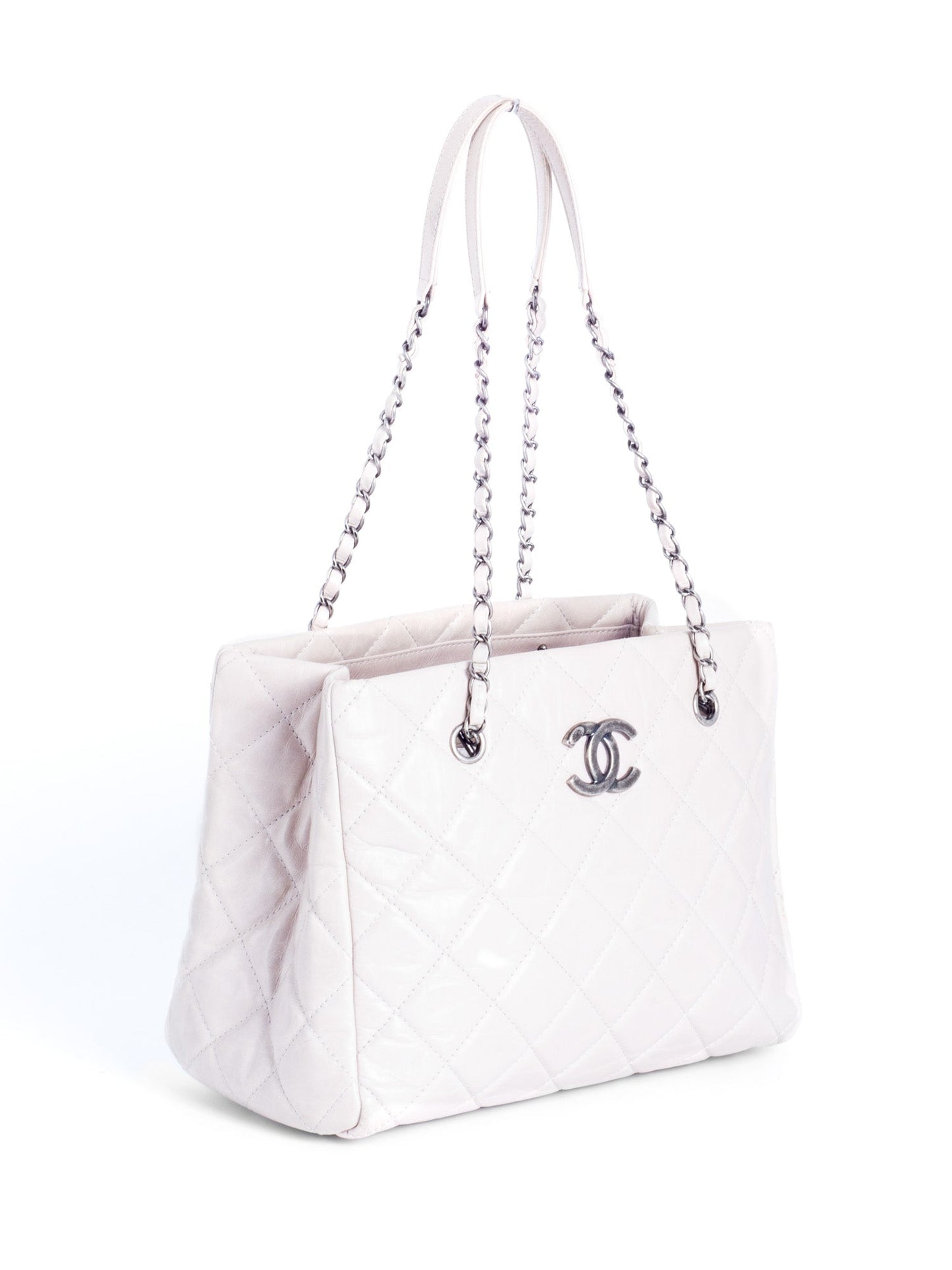 Chanel CC Logo Quilted Leather Grand Shopper Bag Light Taupe