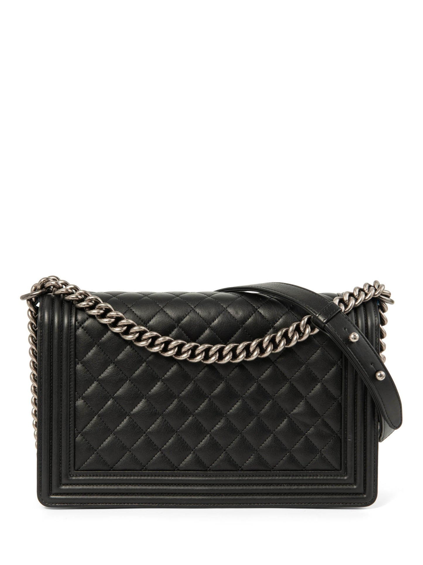 Chanel CC Logo Quilted Leather Medium Boy Bag Black