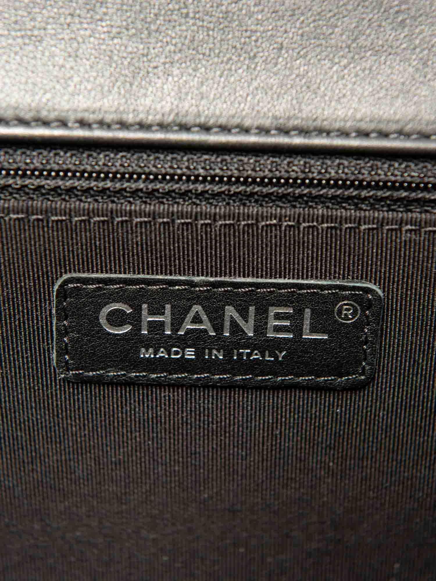 Chanel CC Logo Quilted Leather Medium Boy Bag Black